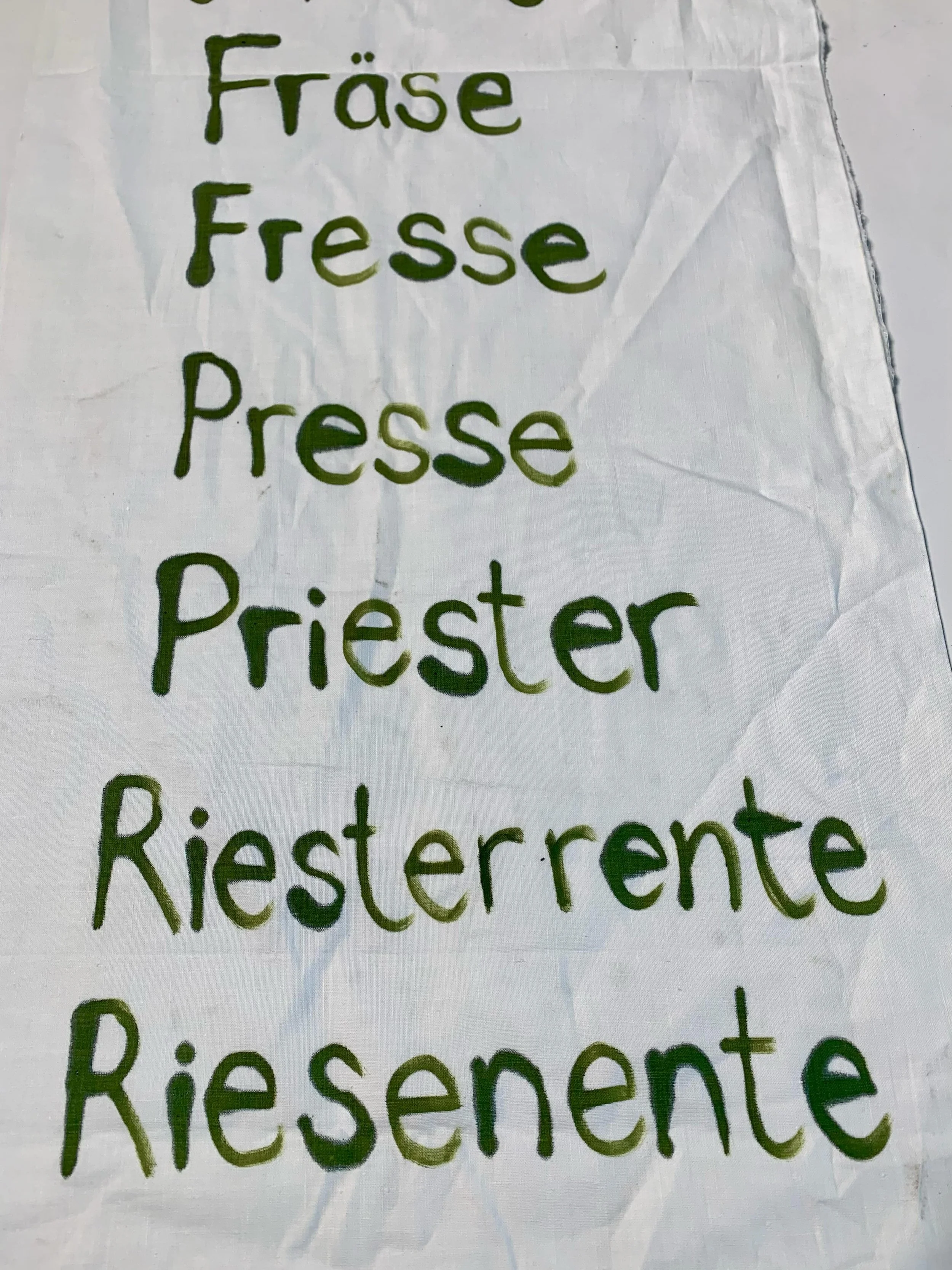 Liebe Agnes,
manchmal ist es schwer die richtigen W&ouml;rter zu finden. Diese hingehe sind mir k&uuml;rzlich zugelaufen und leben nun in neckischer Abfolge bei mir. In Begleitung von Bananen und B&uuml;geleisen f&uuml;hlen sie sich pudelwohl. 
Bis b