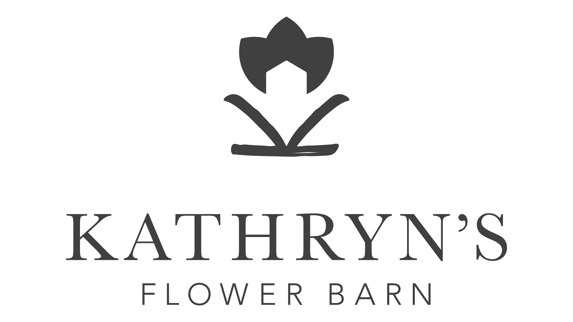 Logo for Kathryn's Flower Barn, featuring a stylized flower graphic above the text