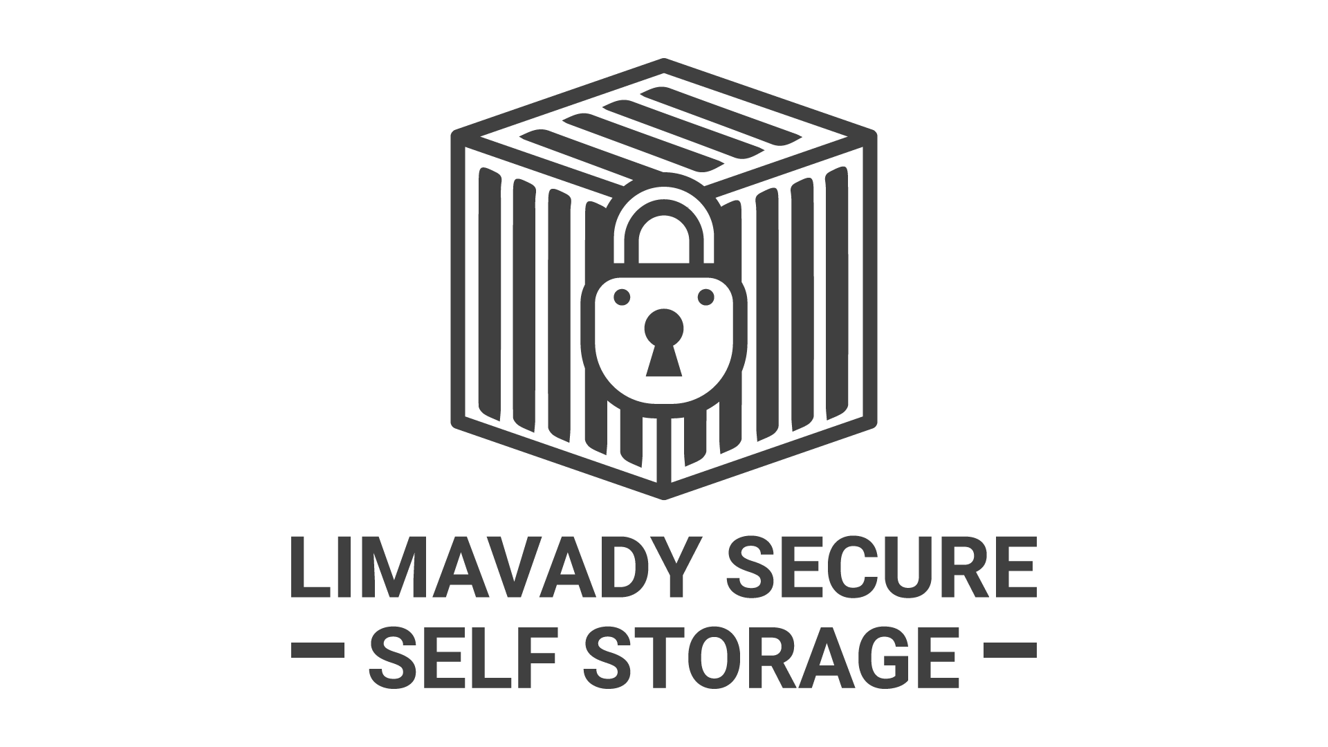 Logo for Limavady Secure Self Storage, featuring a 3D cube with a padlock icon on it, and the company name below.