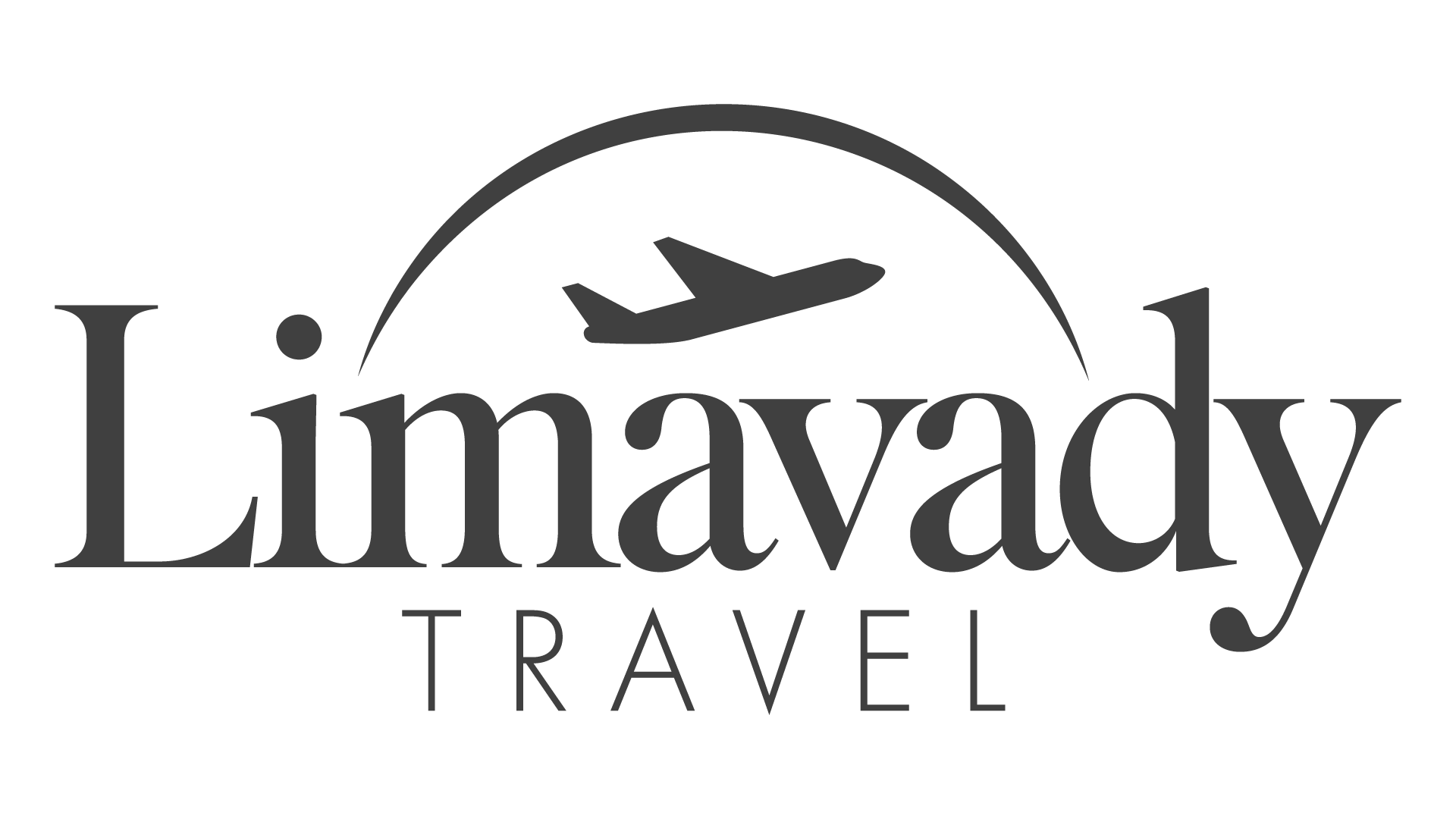 Limavady Travel logo with a stylized airplane flying over the text
