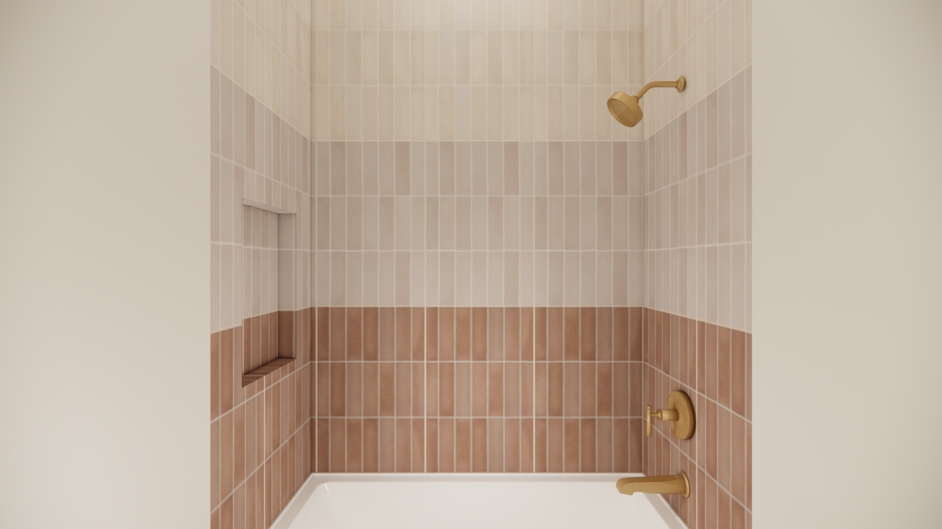  Modern Zen kids bathroom featuring simple tile work, warm wood accents, and functional storage within a calm minimalist design.