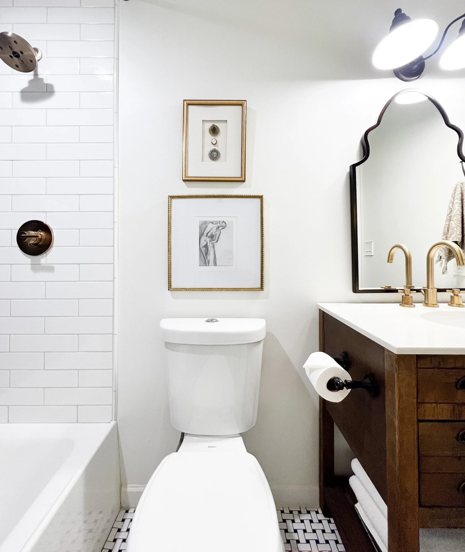 Classic vanity with contemporary hardware and finishes