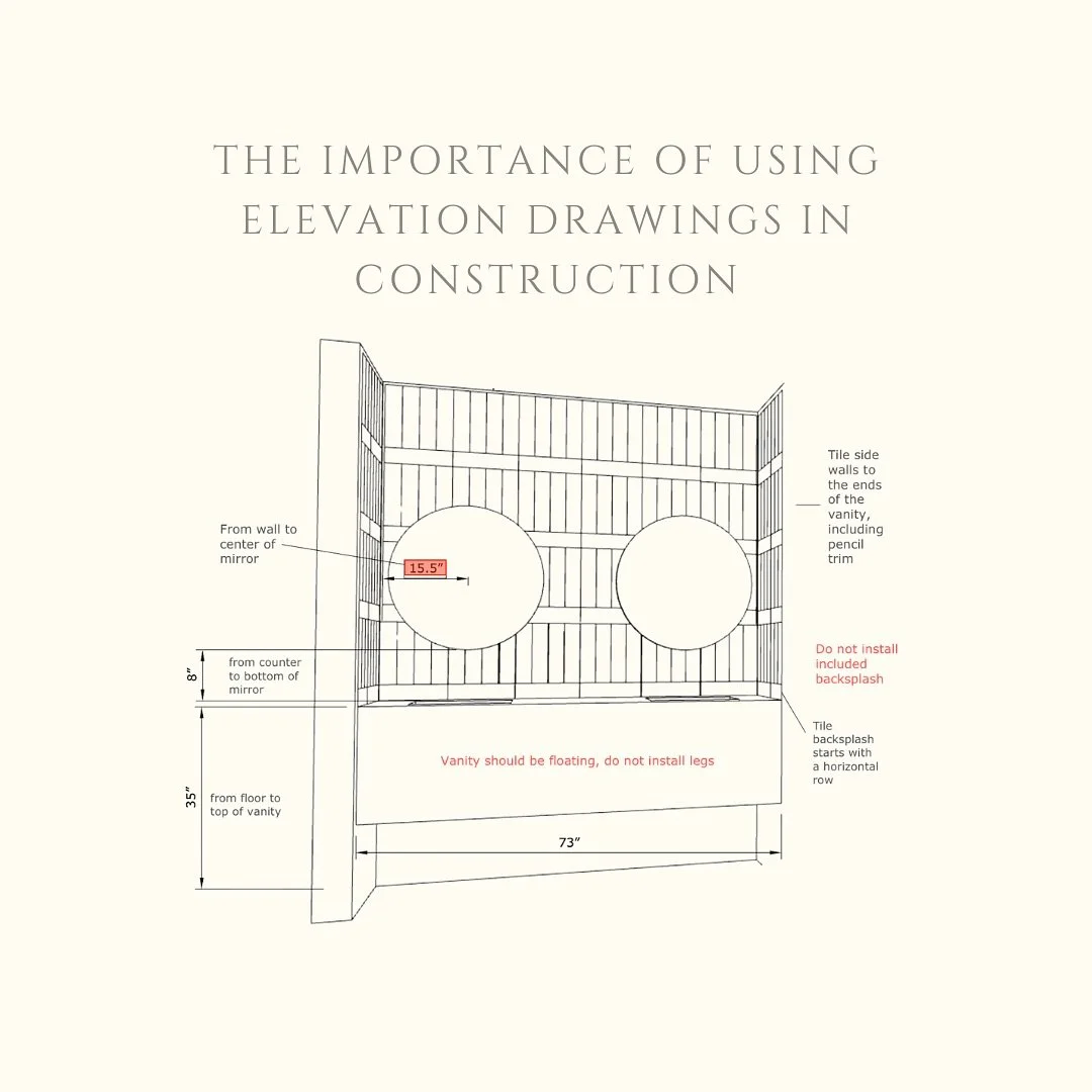 See all these notes on here? These are important parts of the design that I KNOW will come up during construction. And I don&rsquo;t want a million calls the day of installation! Also, trades aren&rsquo;t mind readers! What goes on your head is 99% n