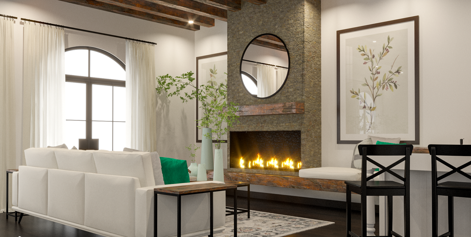 Dining area with custom pendants