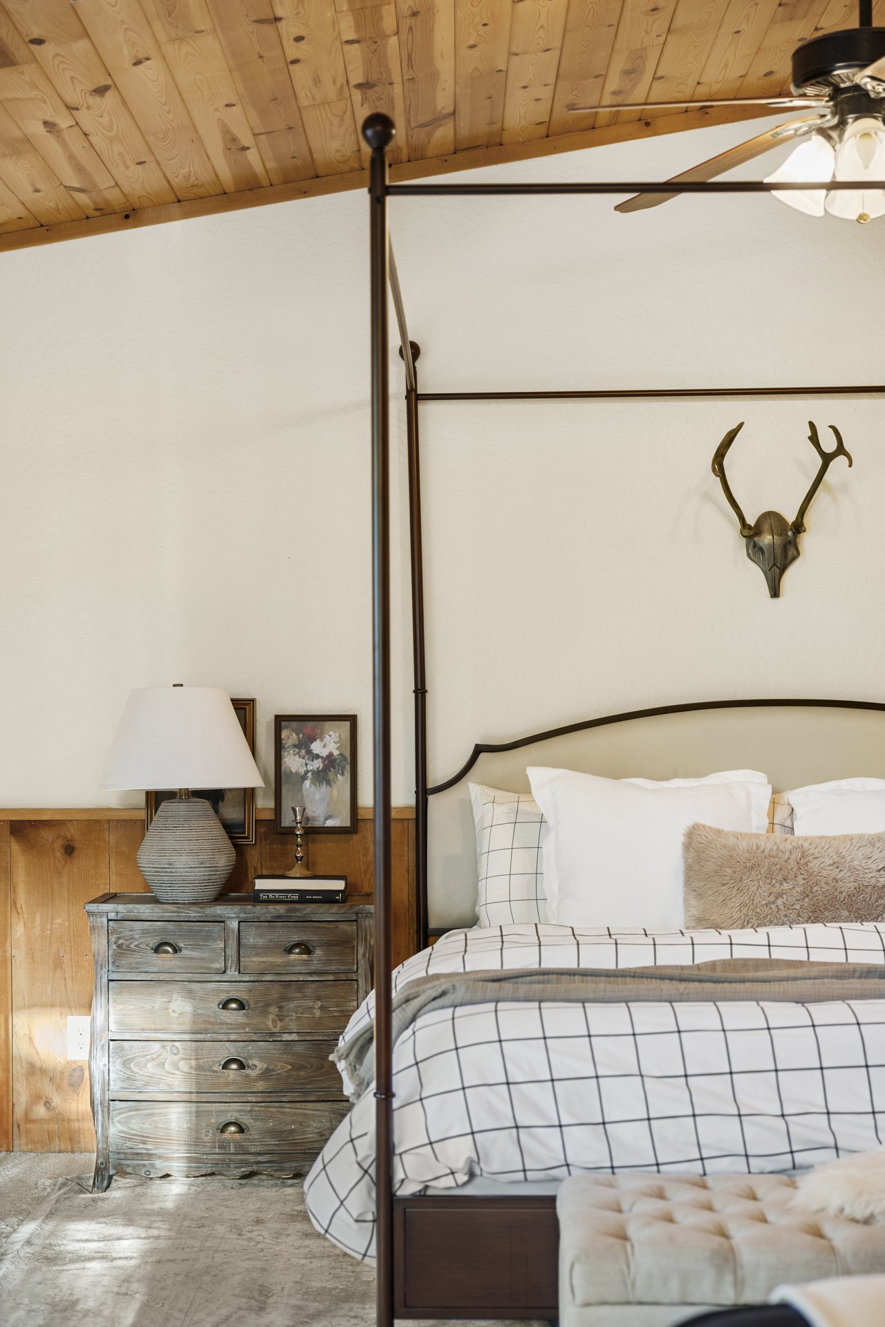 Primary master suite with mountain lodge character