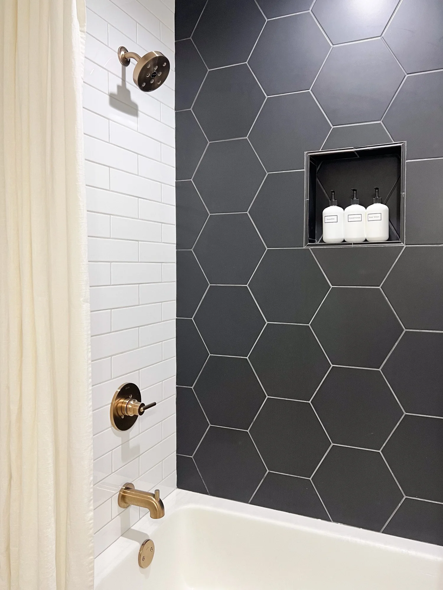 Timeless tile layout with modern color choices