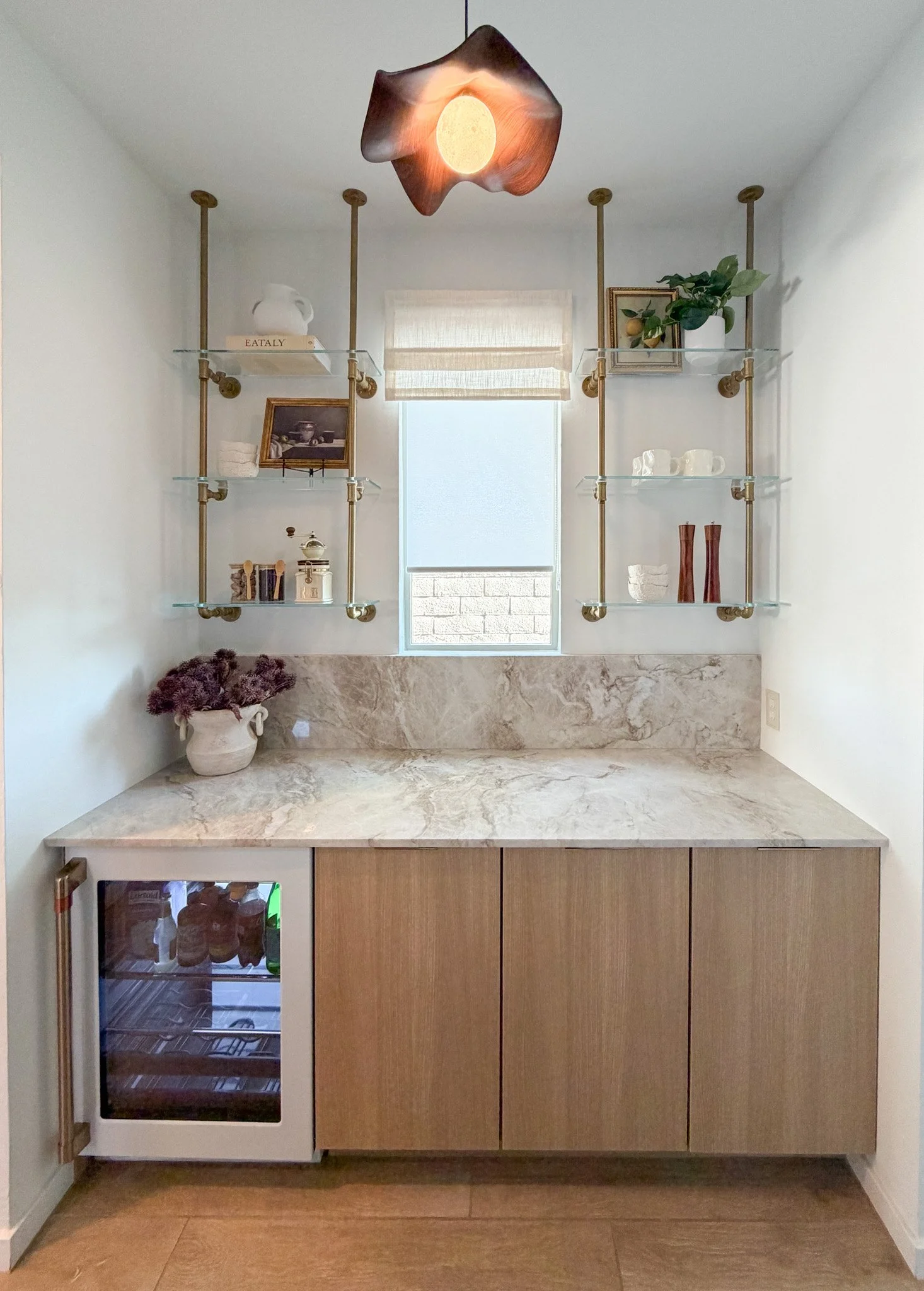 Integrated wine fridge with concealed cabinetry