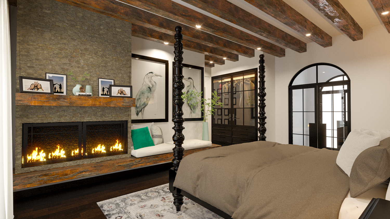 Master bedroom fireplace and seating
