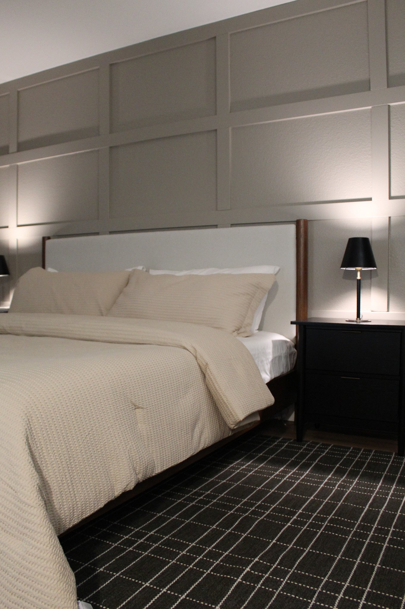 Airbnb guest bedroom with hotel-inspired interior styling