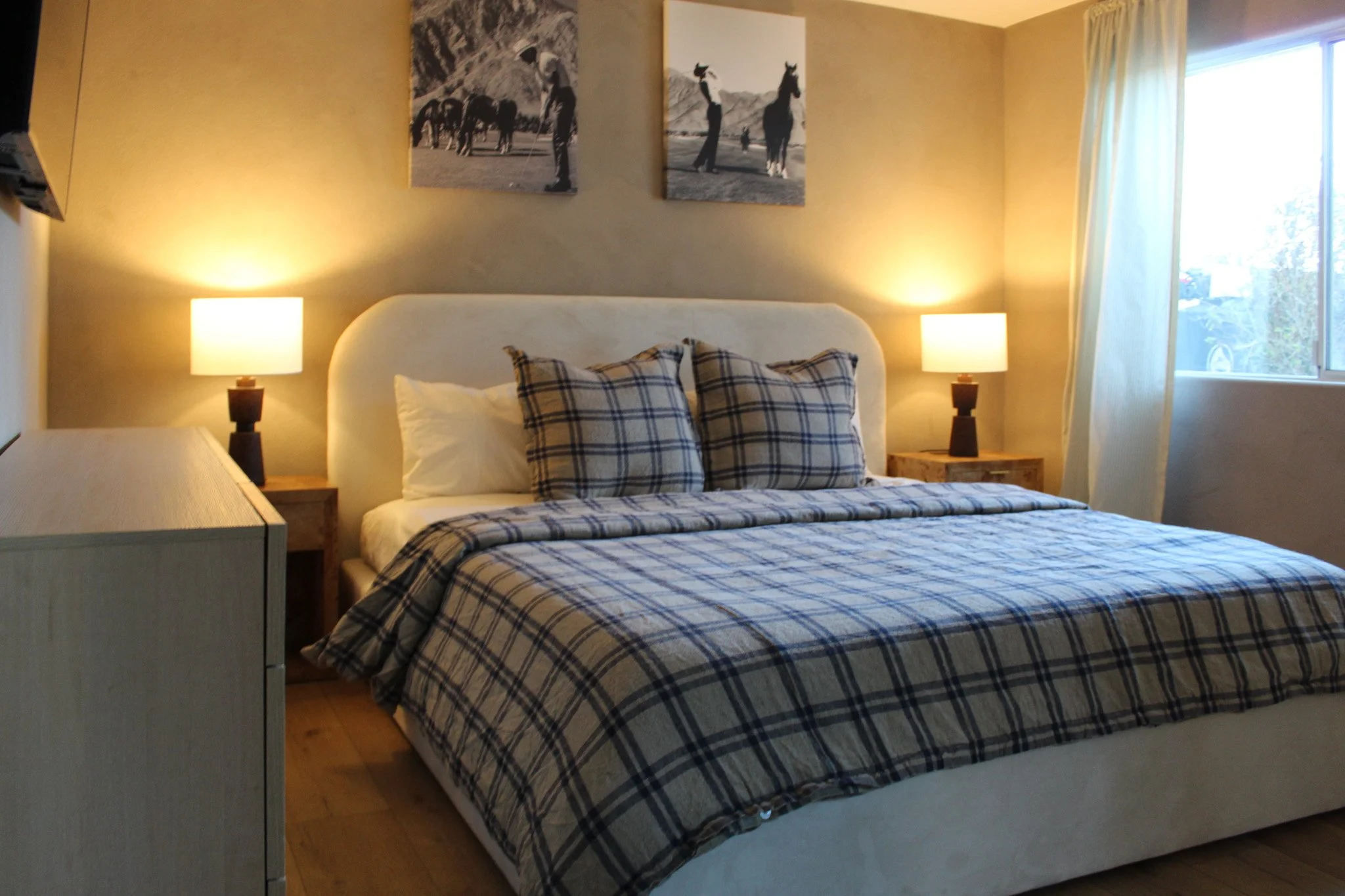 Short-term rental bedroom designed for flexible sleeping