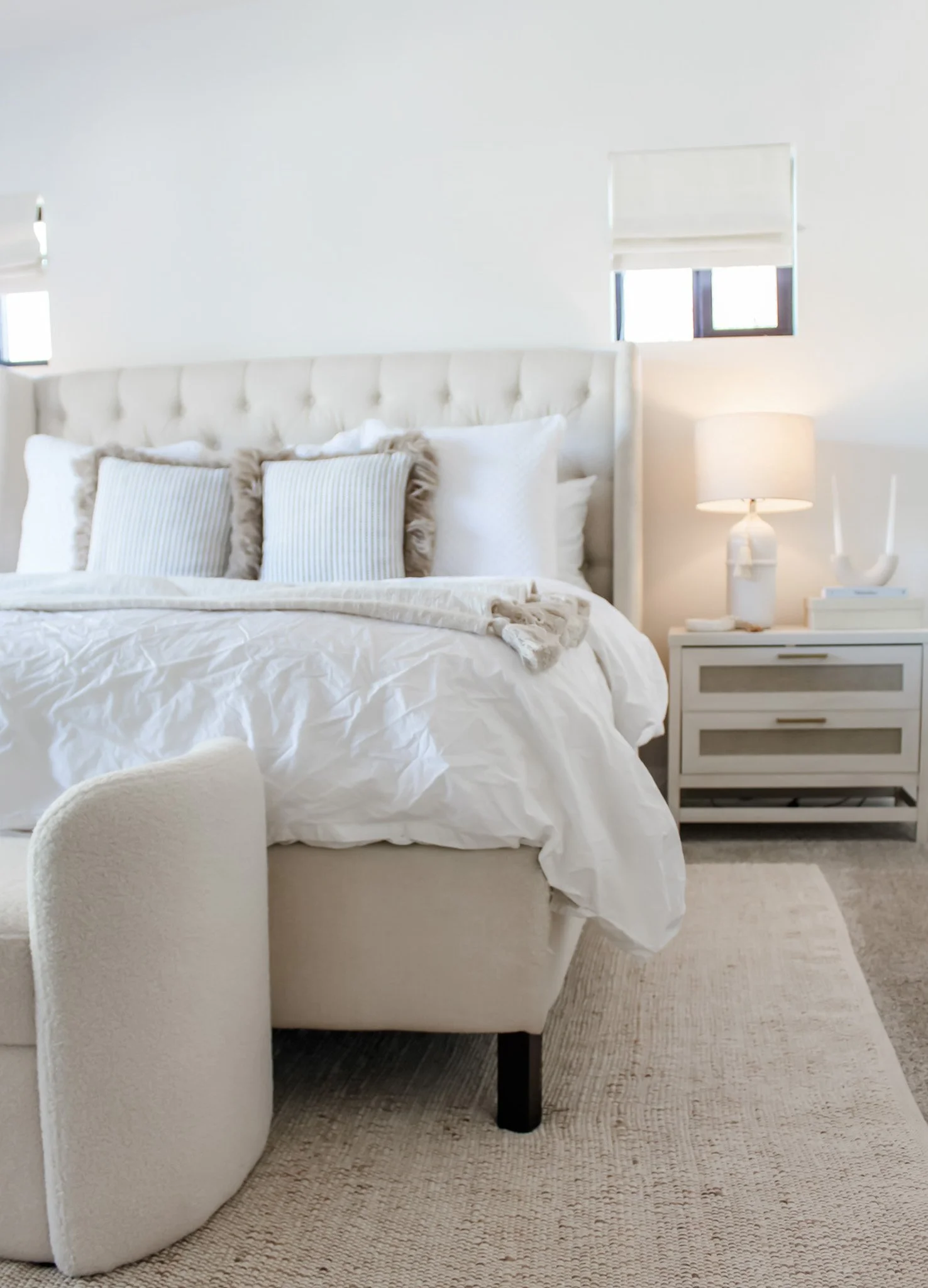 Bedroom vignette showing layered design