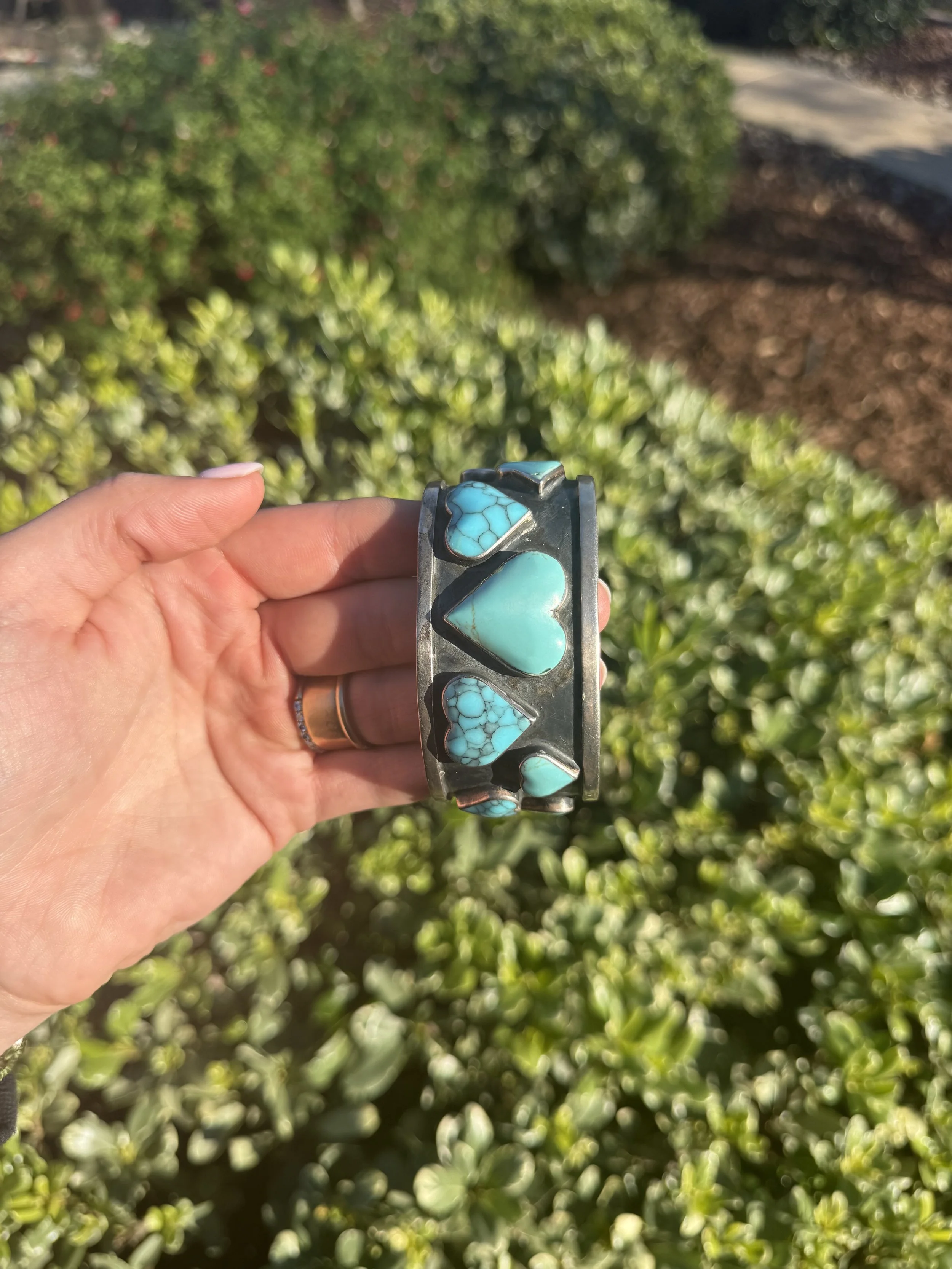 Kingman Turquoise Heart Cuff