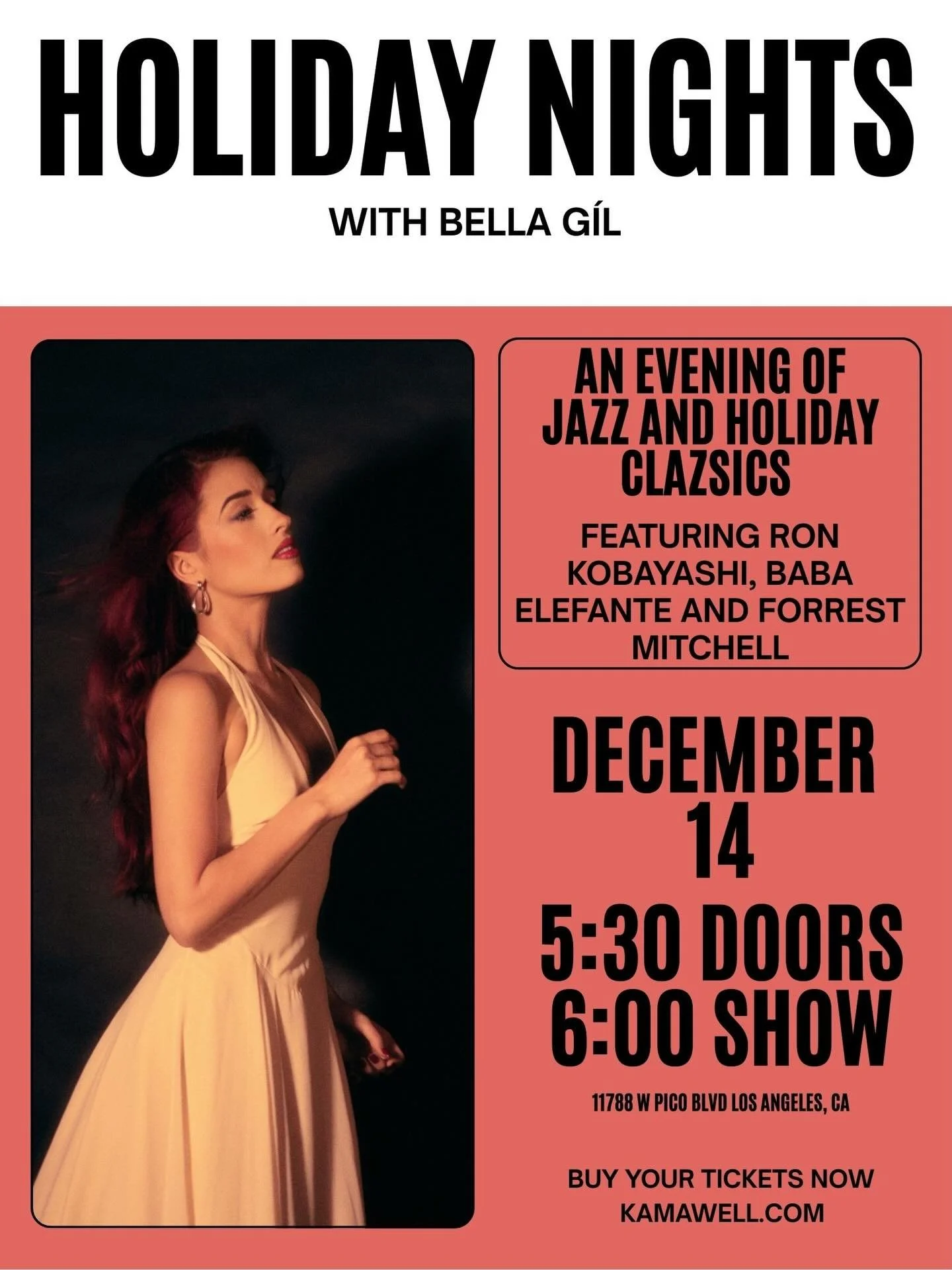 join us at @kama.well this Sunday for a cozy, jazzy evening! get your tickets now through the link in my bio or at kamawell.com 🎄❄️❤️

photo credit to @heathheberlein