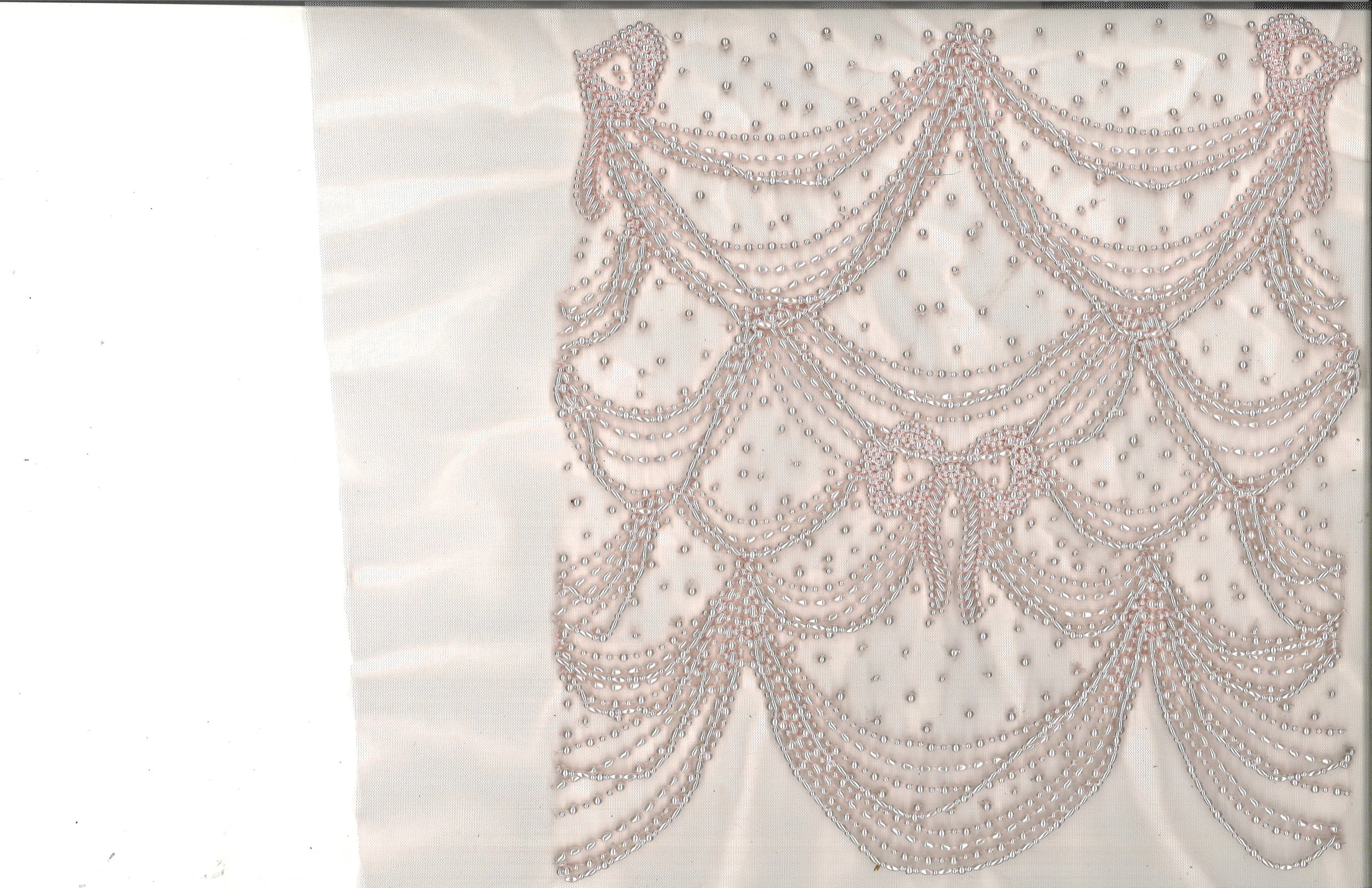 Early Beading Swatch for Beaded Bow Embellishment