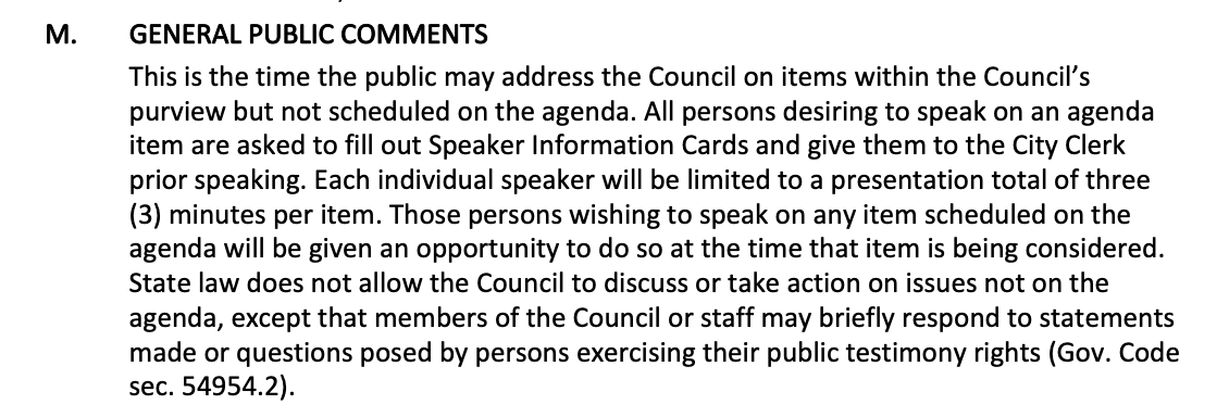Public Comment on a Council Agenda Item