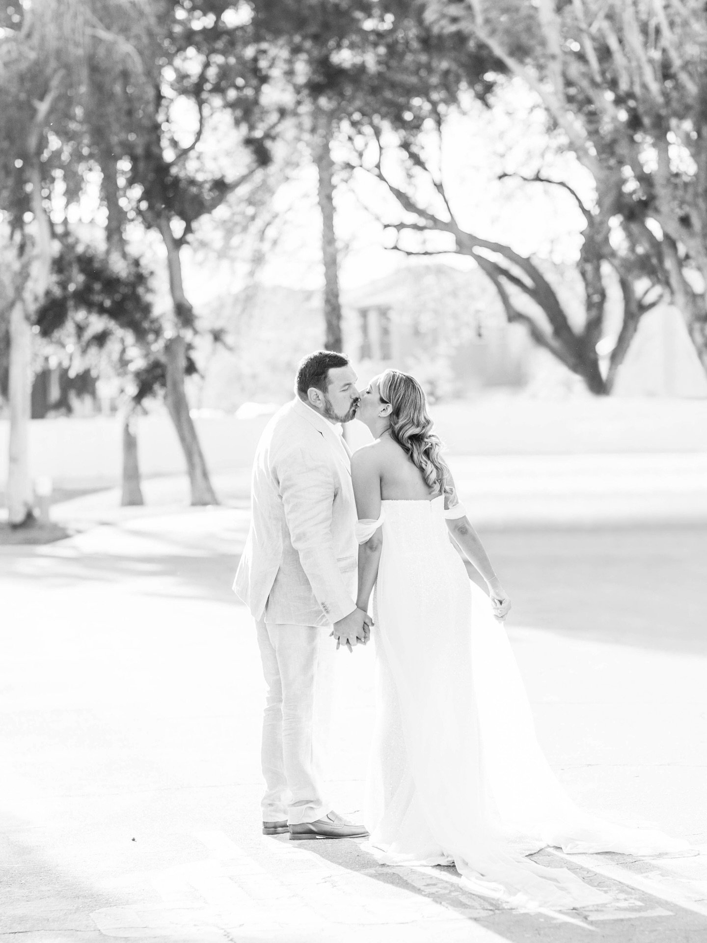 A dreamy day in the Coachella Valley 🌵✨ From the sweetest flower girls and ring bearers playing before the ceremony, to the romantic sound of live string instruments as the bride walked down the aisle &mdash; every moment of this wedding felt intent