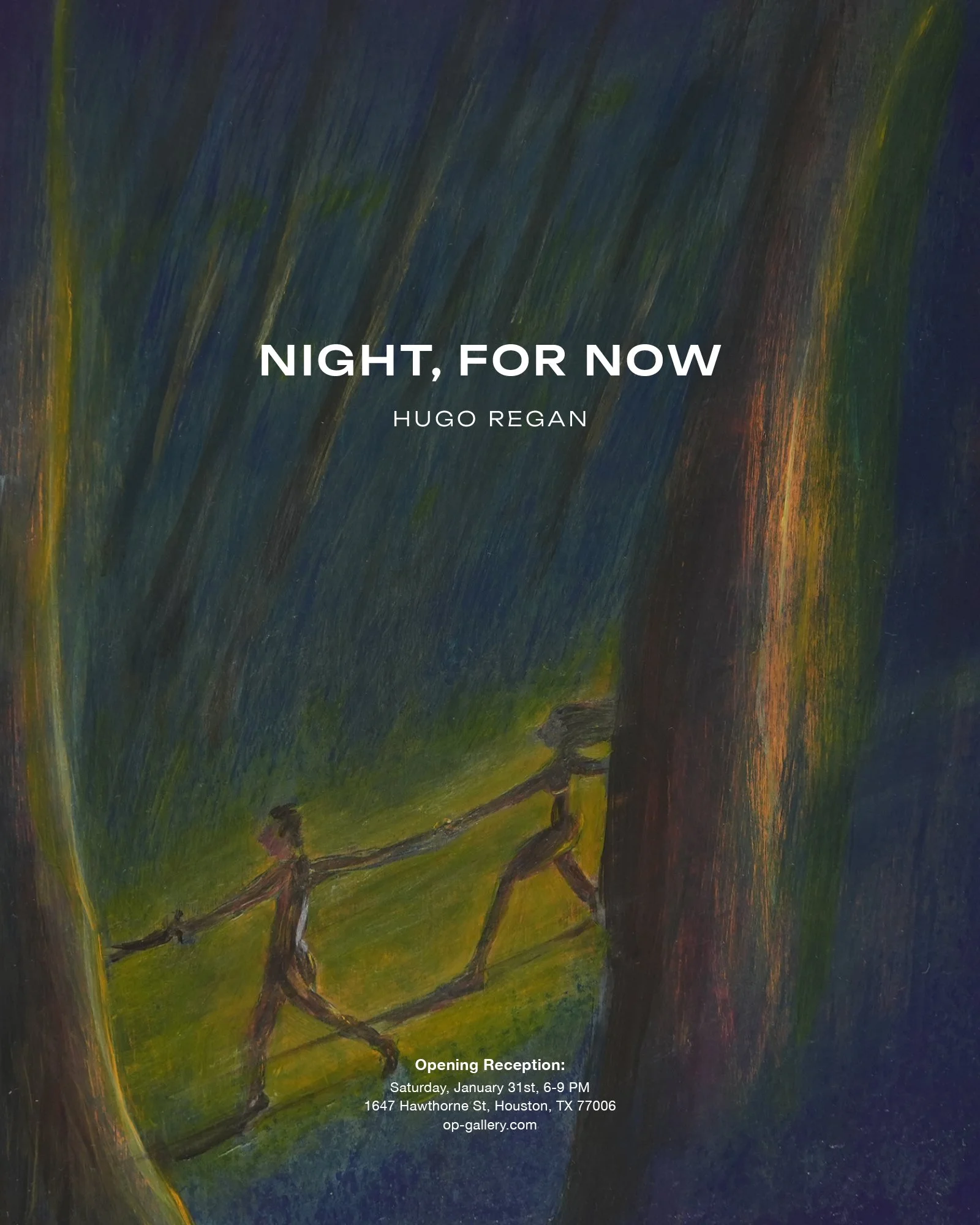 Two people sprinting through the Night For Now Universe