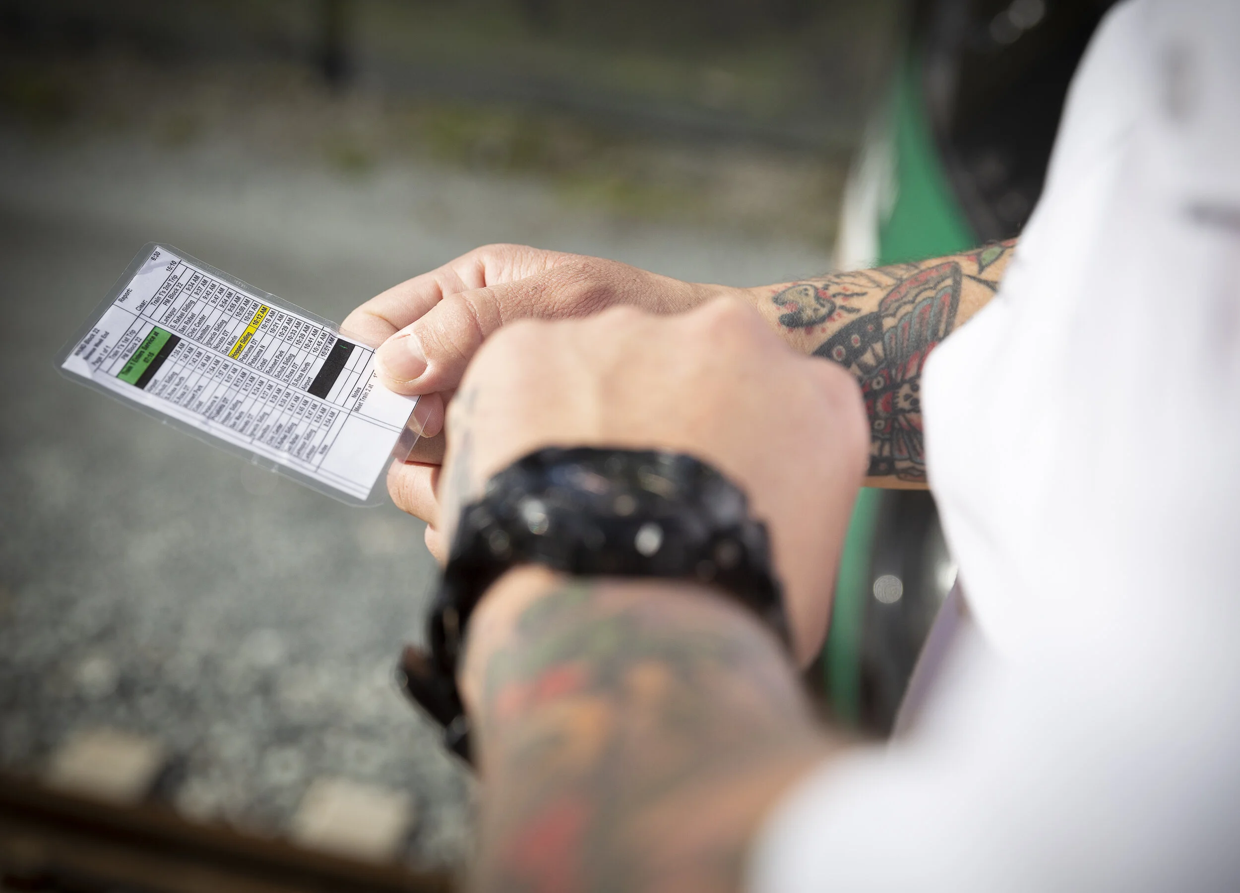 Joseph Torrigino-Baca checking his watch and schedule on Sunday, Jan. 5, 2020. (Photo: Genesis Botello)