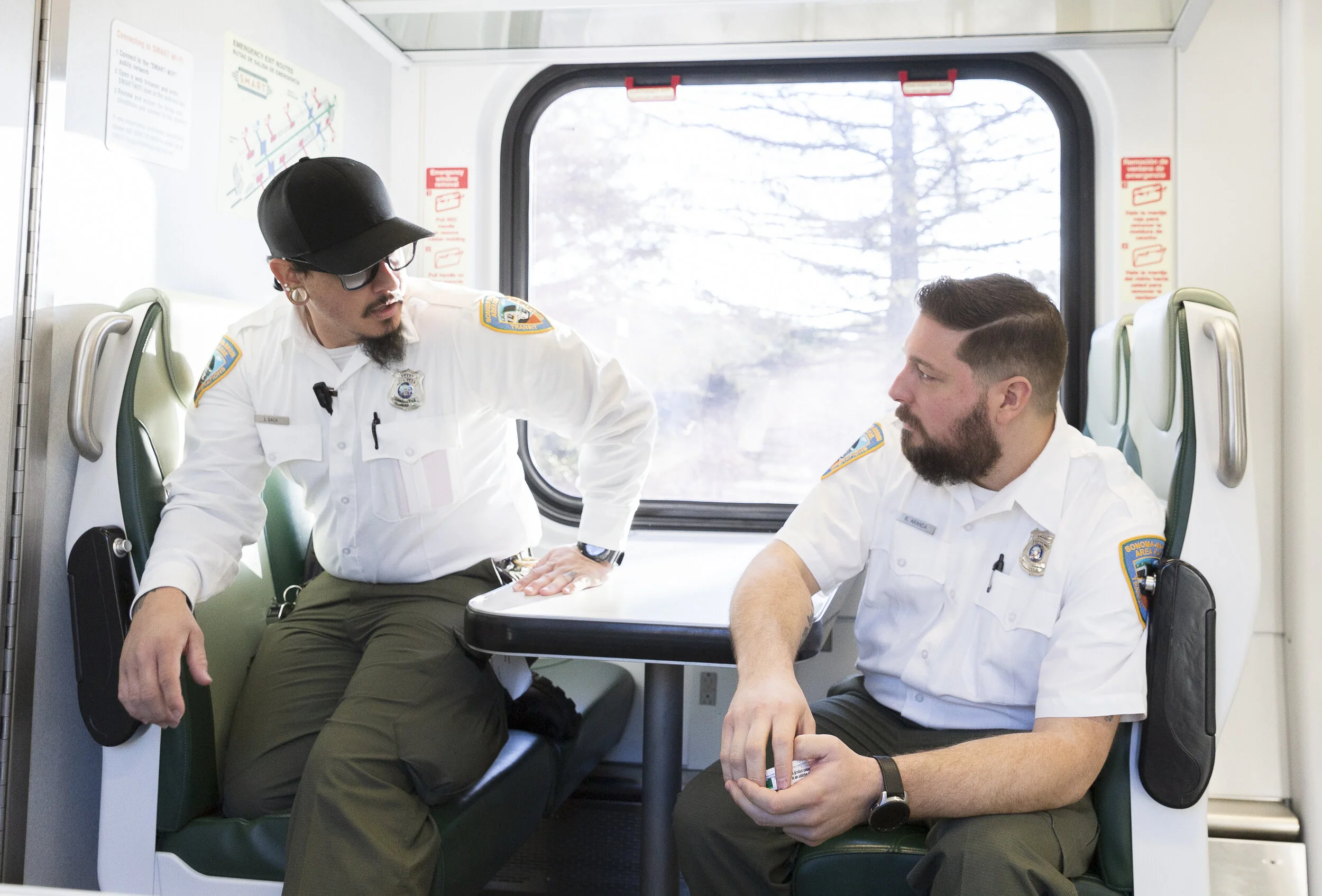 Ryan Aranda sharing a story with co-worker on Sunday, Jan. 5, 2020, in Larkspur, CA. (Photo: Genesis Botello)