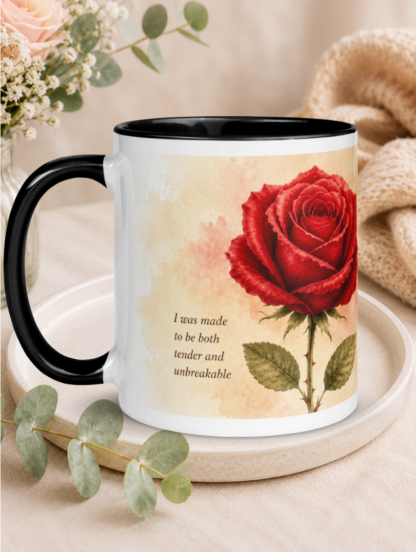Red Rose Affirmation Mug (Tender & Unbreakable) 11oz.