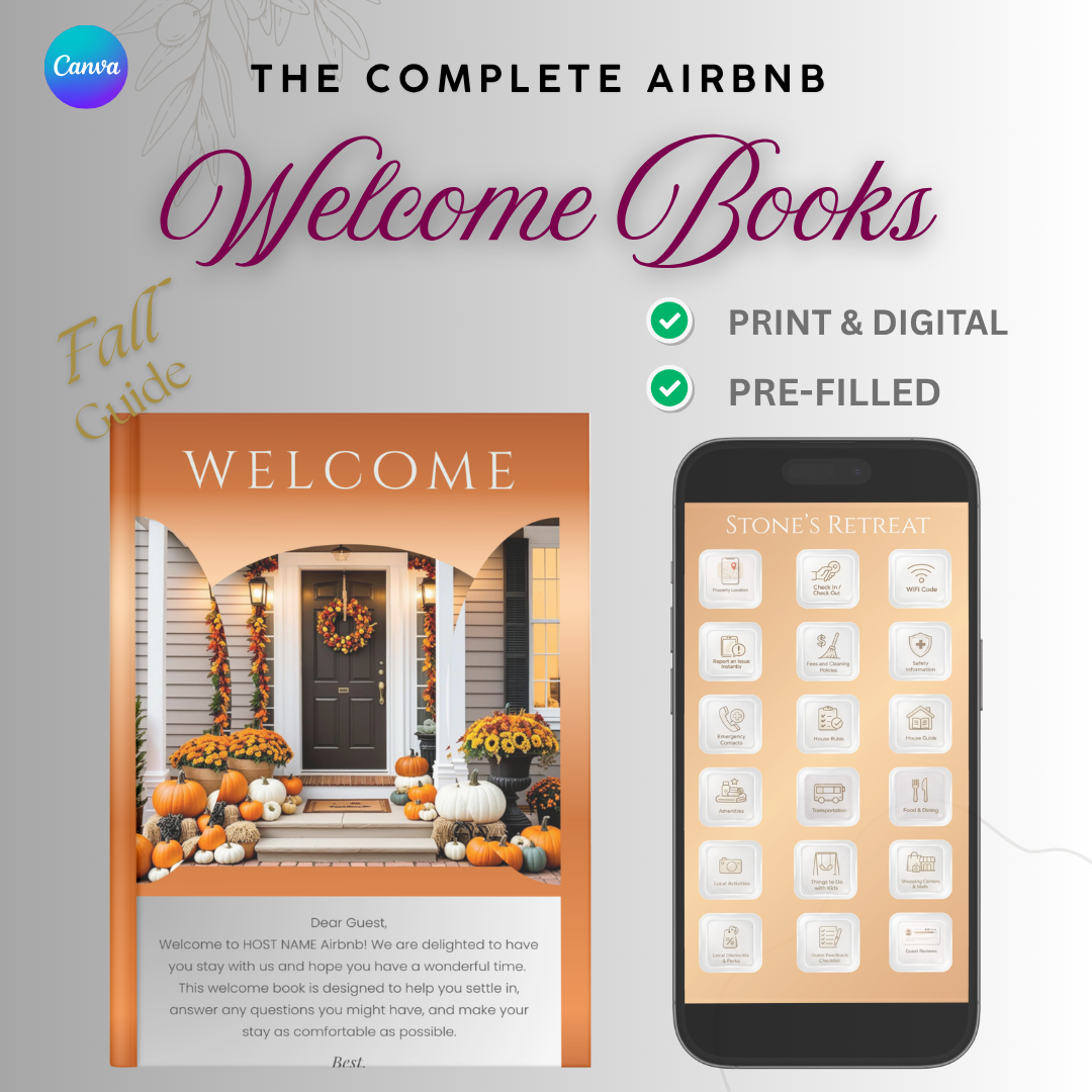 Autumn Airbnb Welcome Book | Editable Canva Template for Vacation Rentals