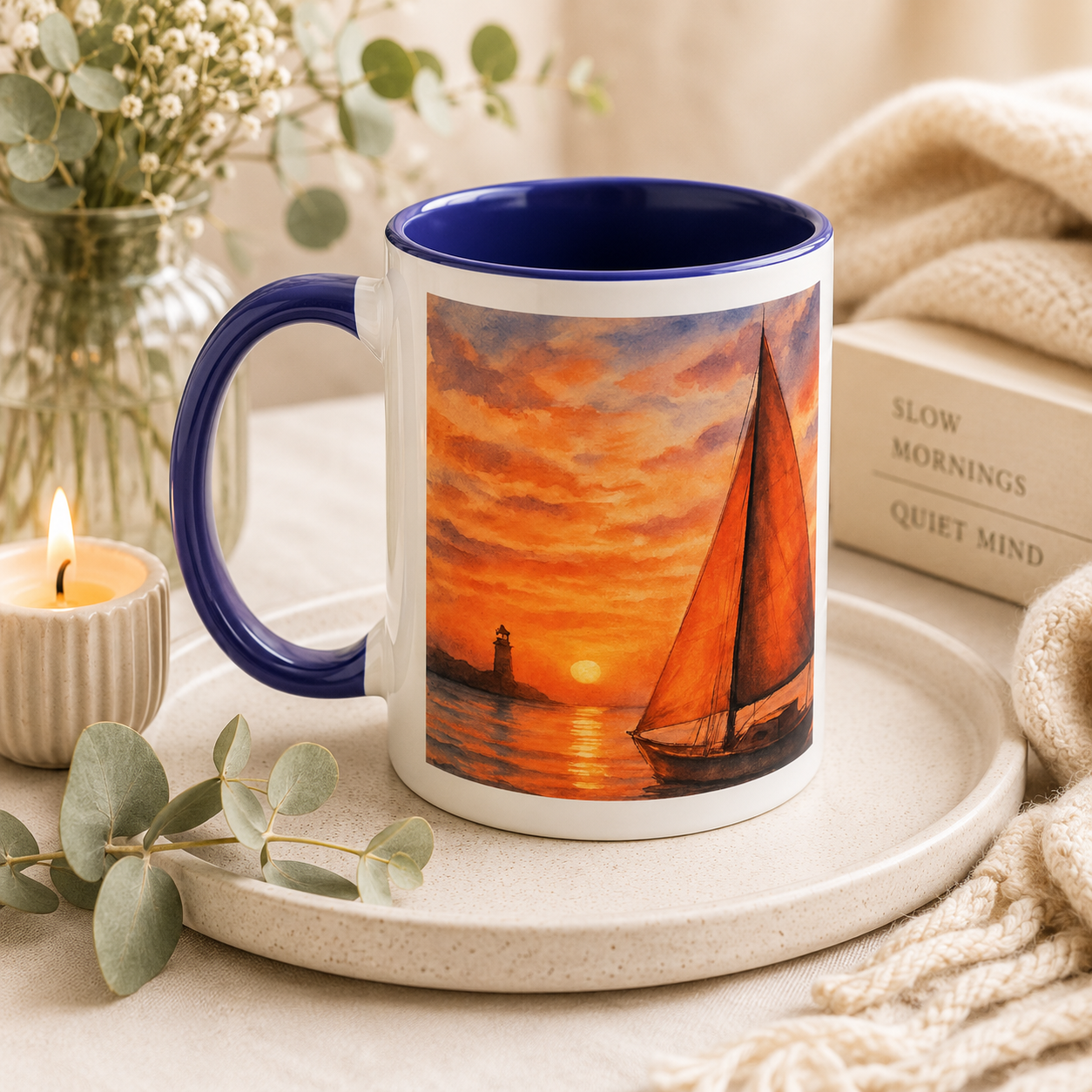 Golden Horizon Sailboat Mug 15oz
