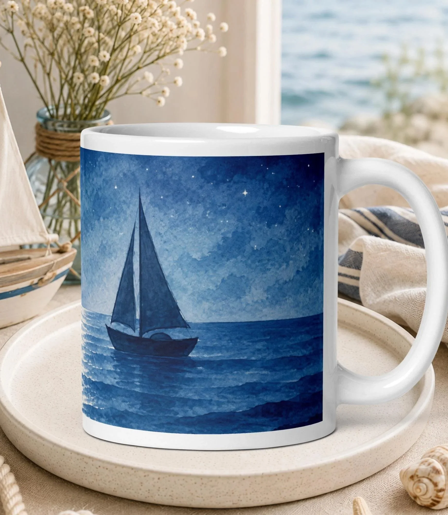 Midnight Sailboat Mug - 11oz