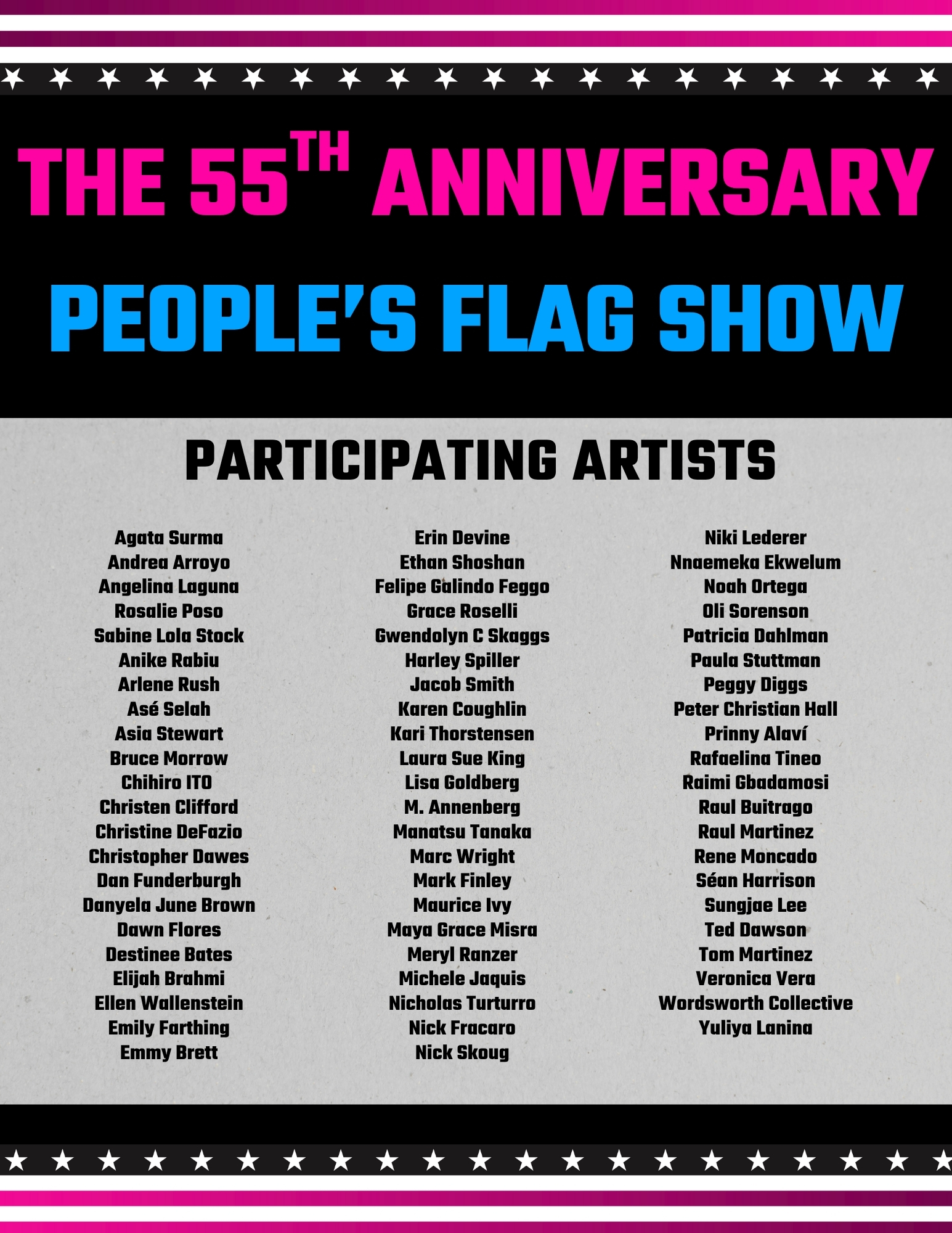 People’s Flag Show - participating artists list