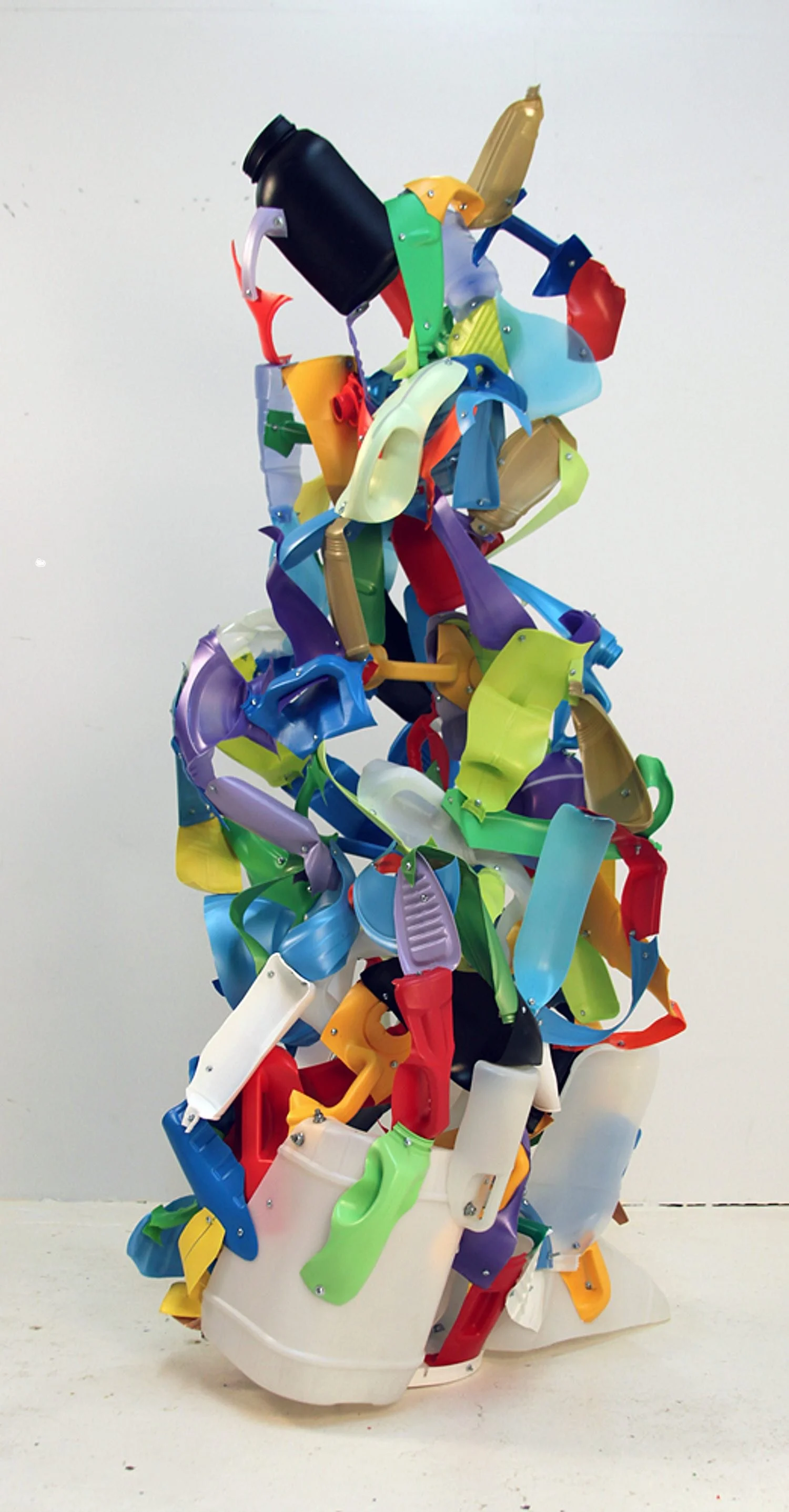 Sculpture made from recycled plastic bottles, hex nuts and bolts