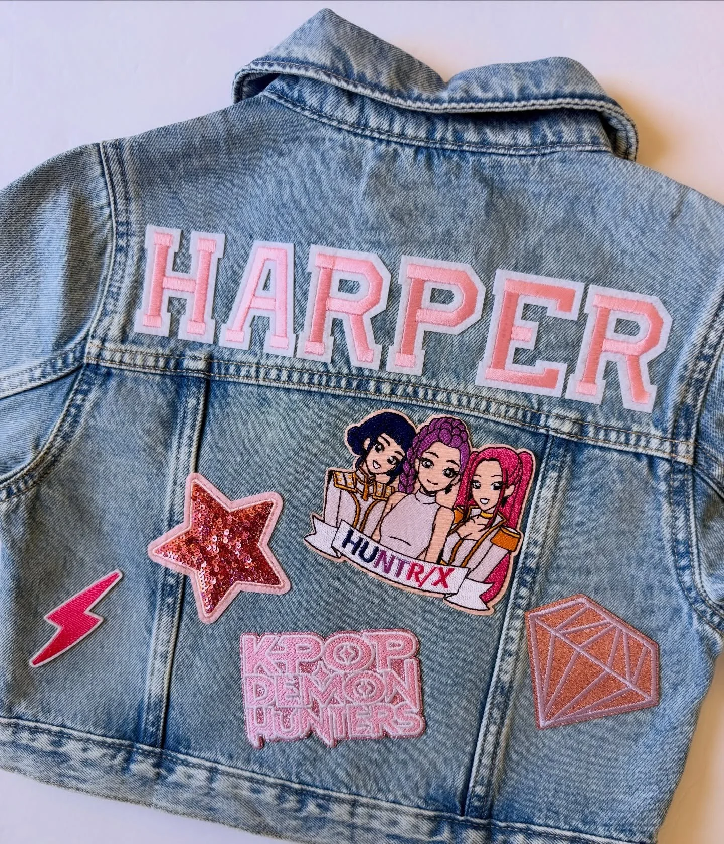 Don&rsquo;t wait to order your KPop Demon Hunters jacket. I only have a handful of KPop patches and I am not restocking these!!! You can also add on rhinestones (clear or pink!)