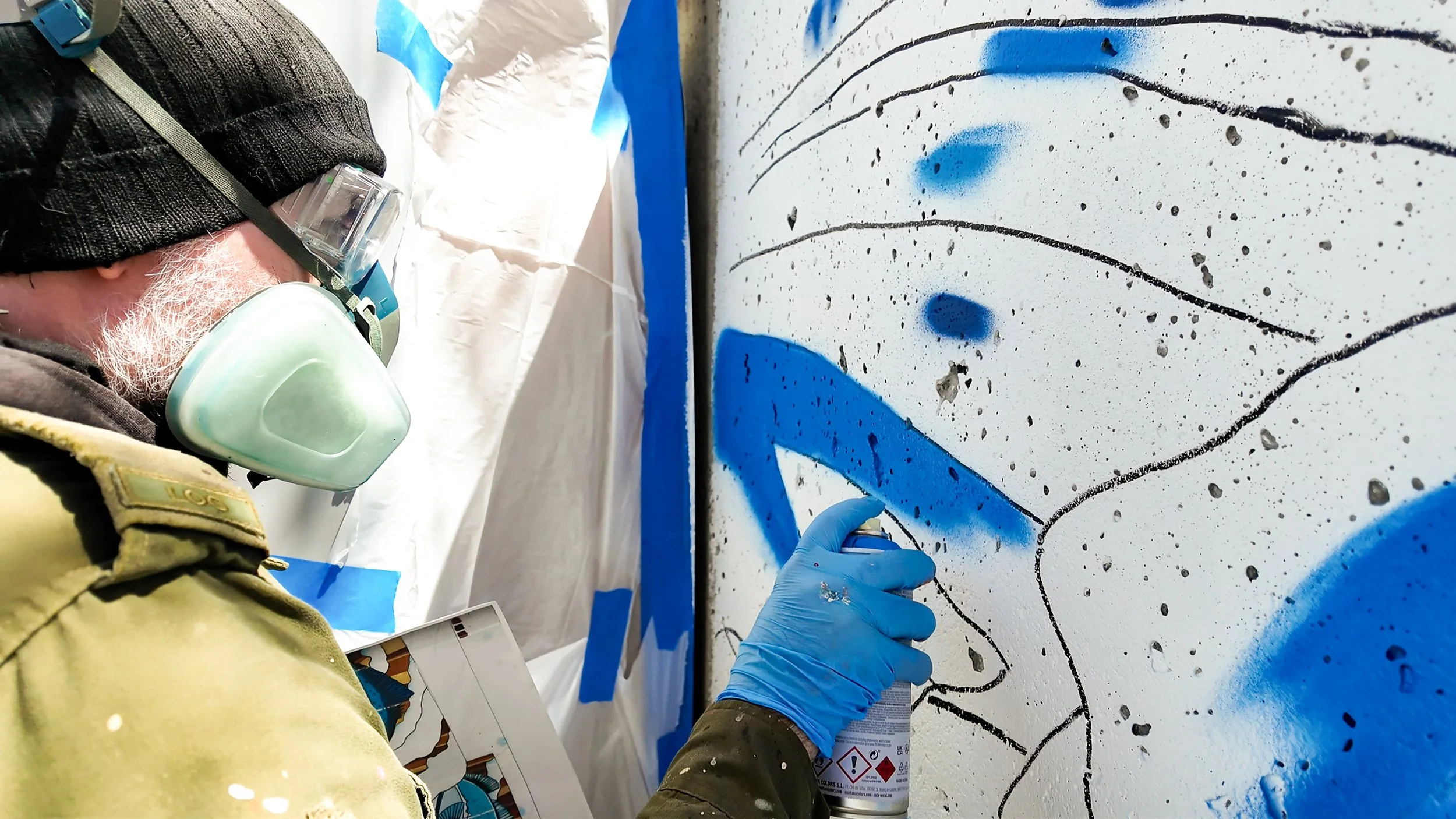 Murale de la peche blanche à l'agora la baie