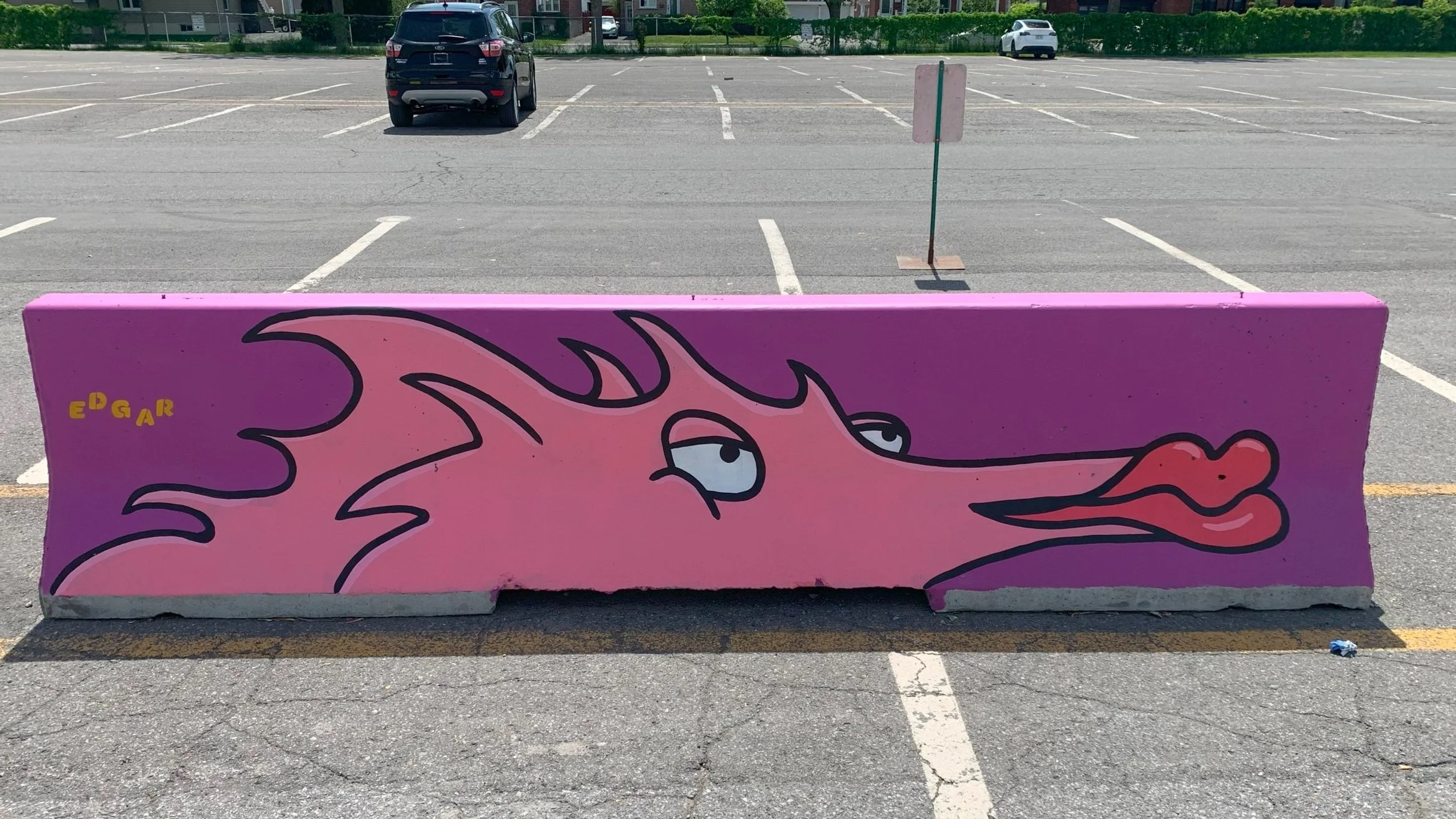 jersey avec une murale exterieur peint une fresque exterieur peint par un muraliste edgar artiste, cheval de mer