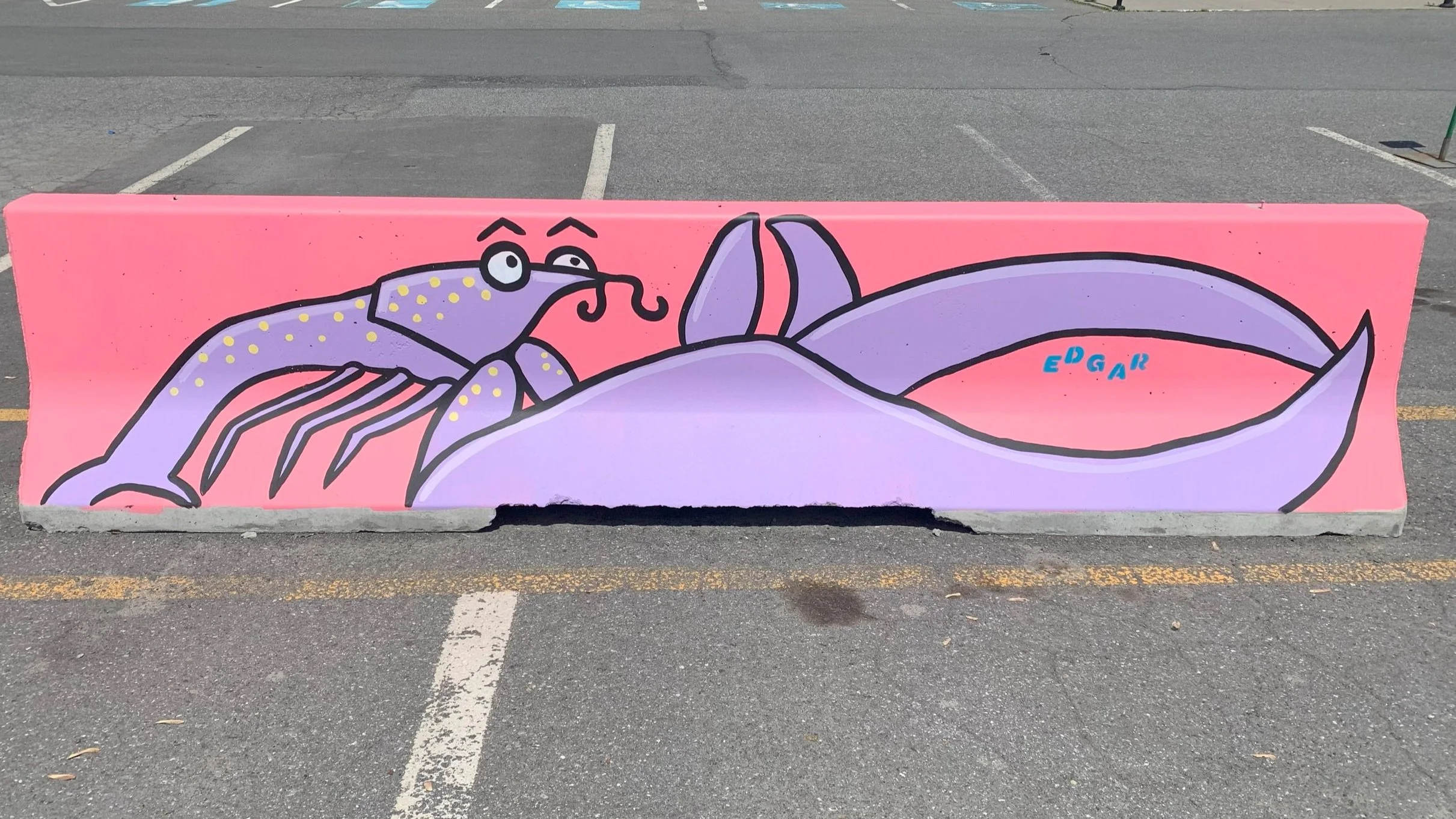 jersey avec une murale exterieur peint une fresque exterieur peint par un muraliste edgar artiste, homard