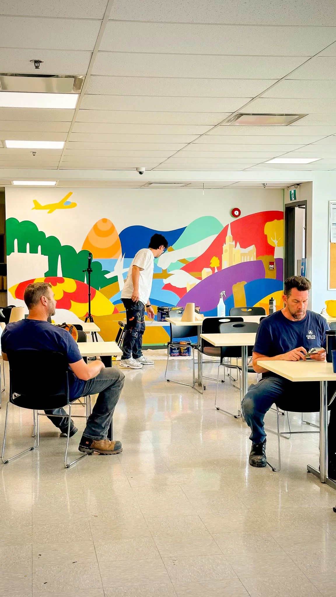 mural cafétéria pour l'entreprise delta star à st-jean sur richelieu