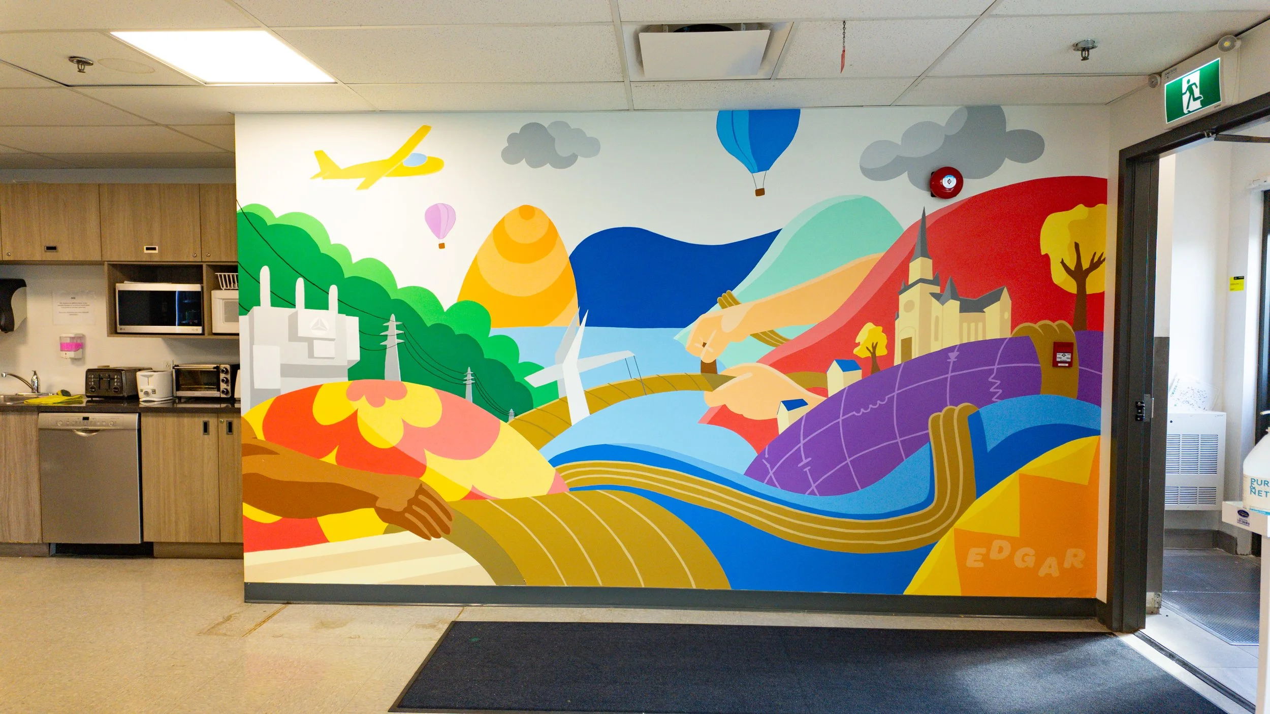 mural cafétéria pour l'entreprise delta star à st-jean sur richelieu