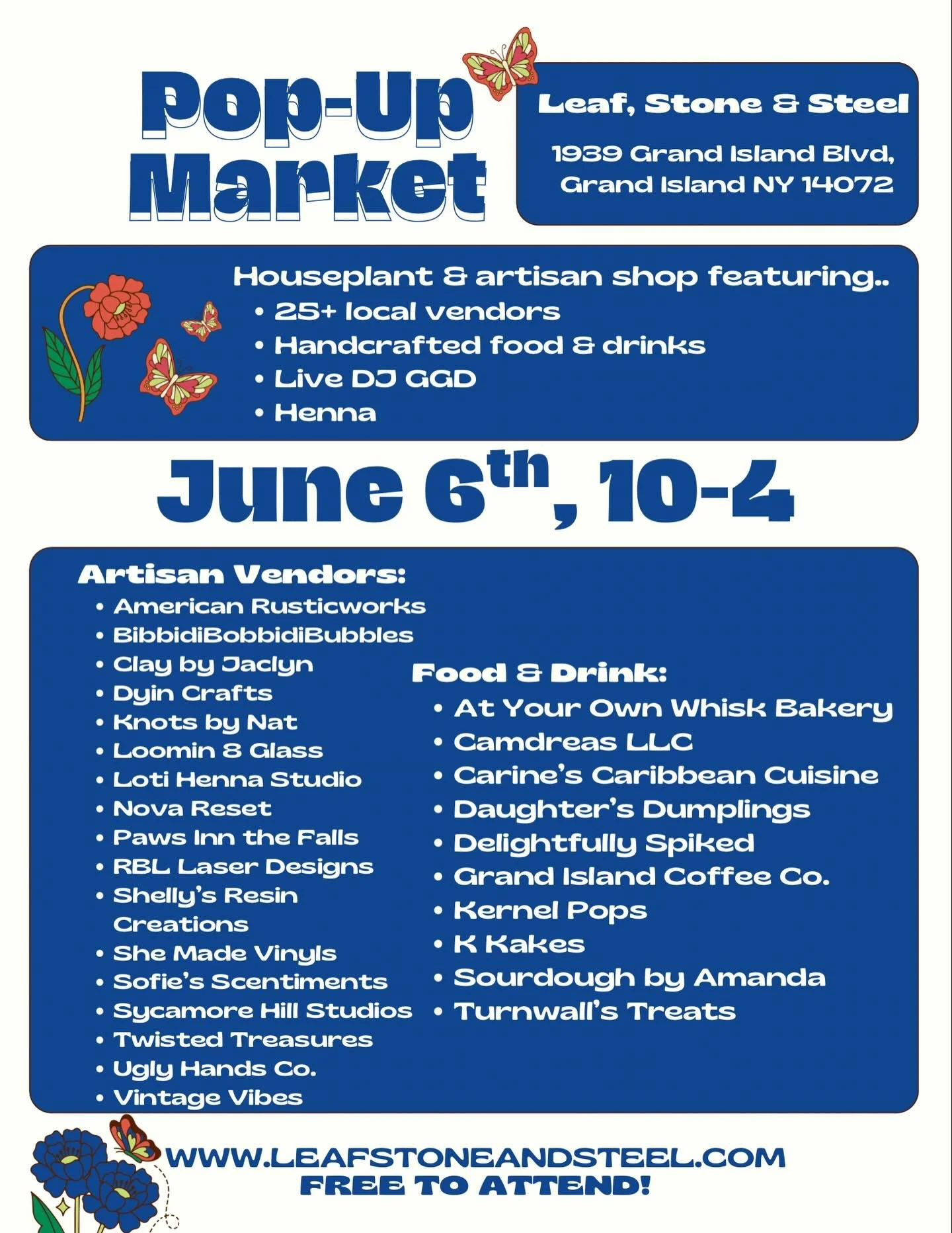 Leaf Stone and Steel Pop Up Market
