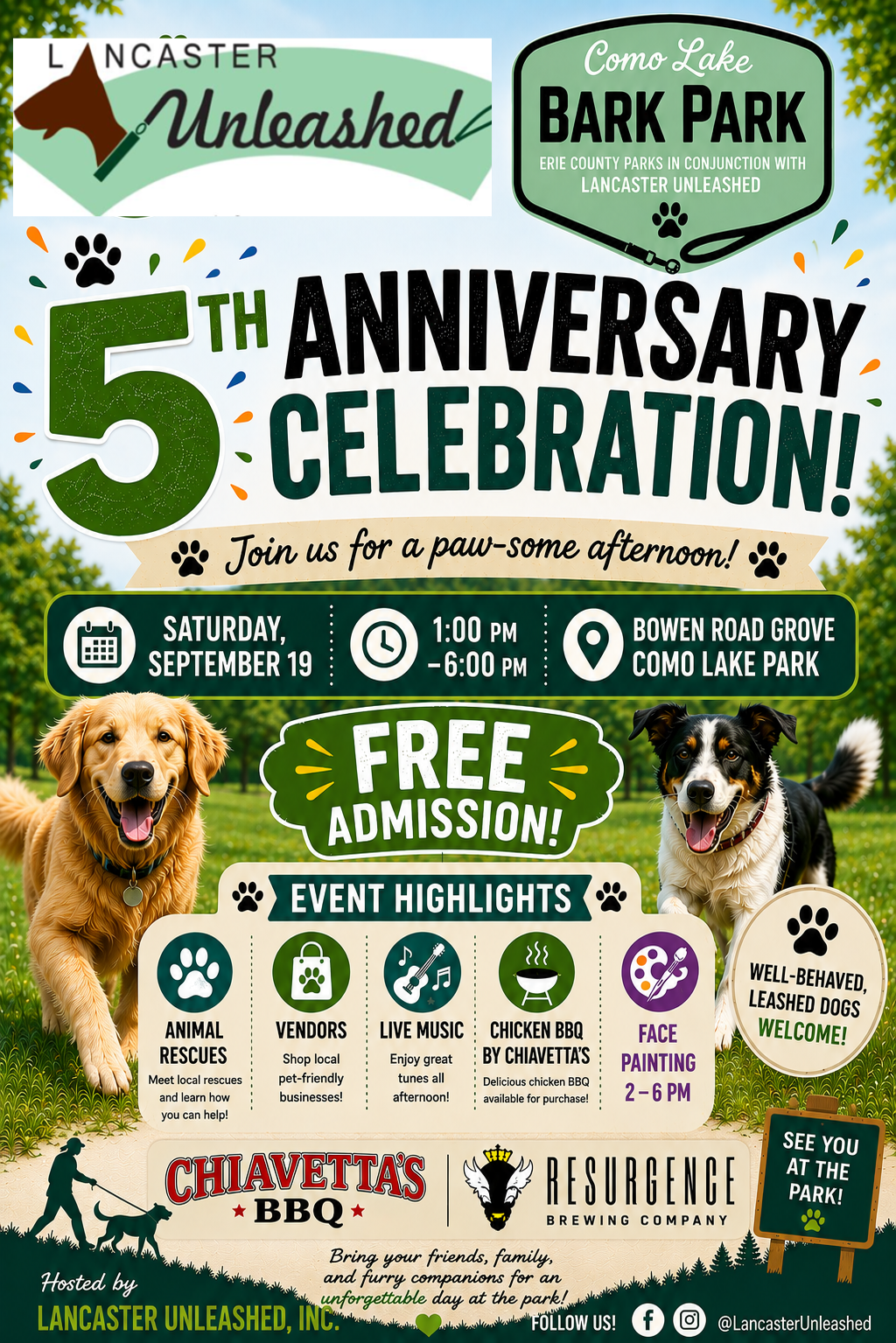 5th Anniversary Celebration Como Lake Bark Park