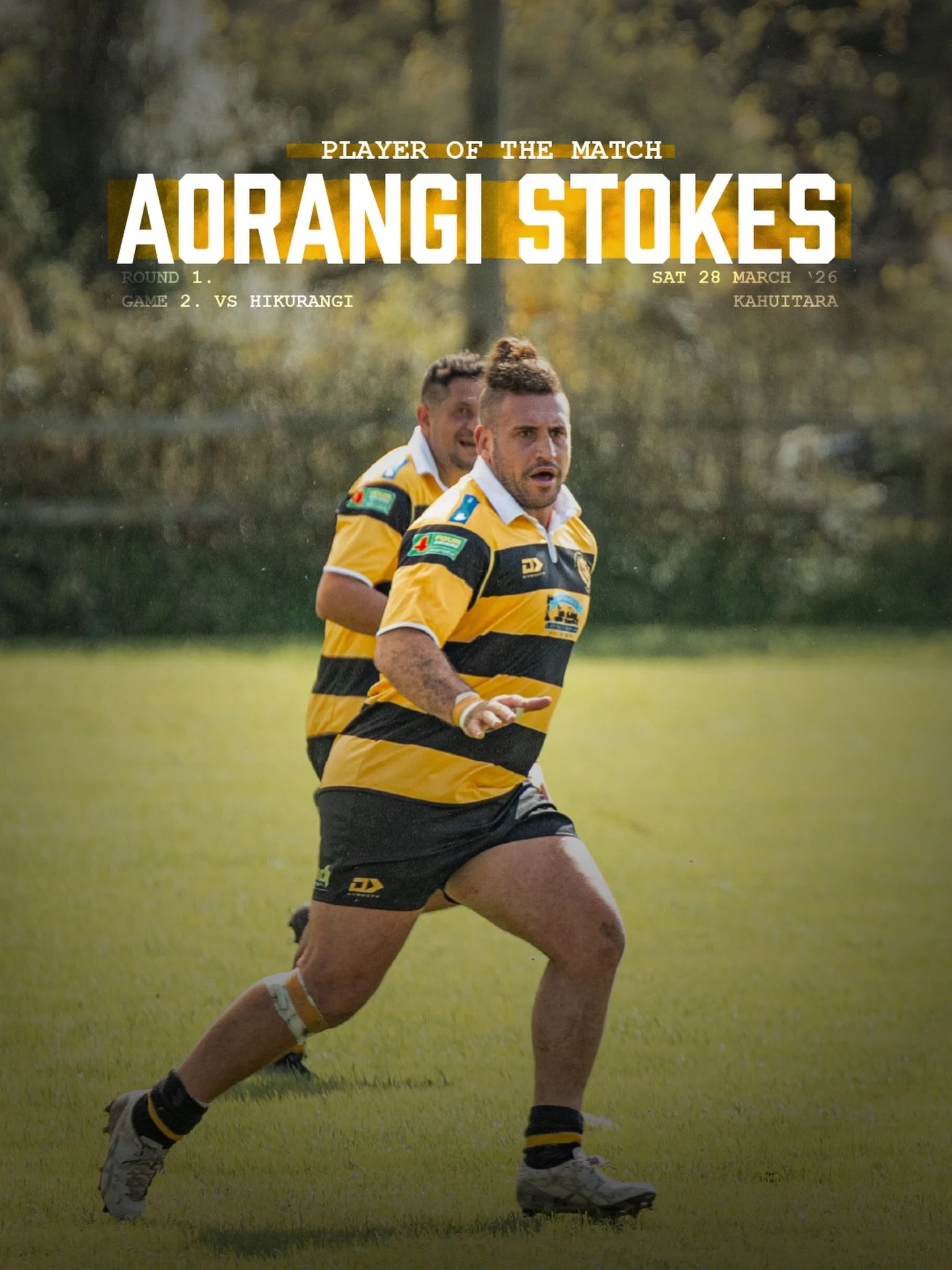 Ruatoria City Mens Player of the Match - Round 1: Game 2 vs Hikurangi

🟡⚫️ Aorangi Stokes ⚫️🟡

Keen to sponsor our men&rsquo;s Player of the Match? Flick us a message 🤝🏽