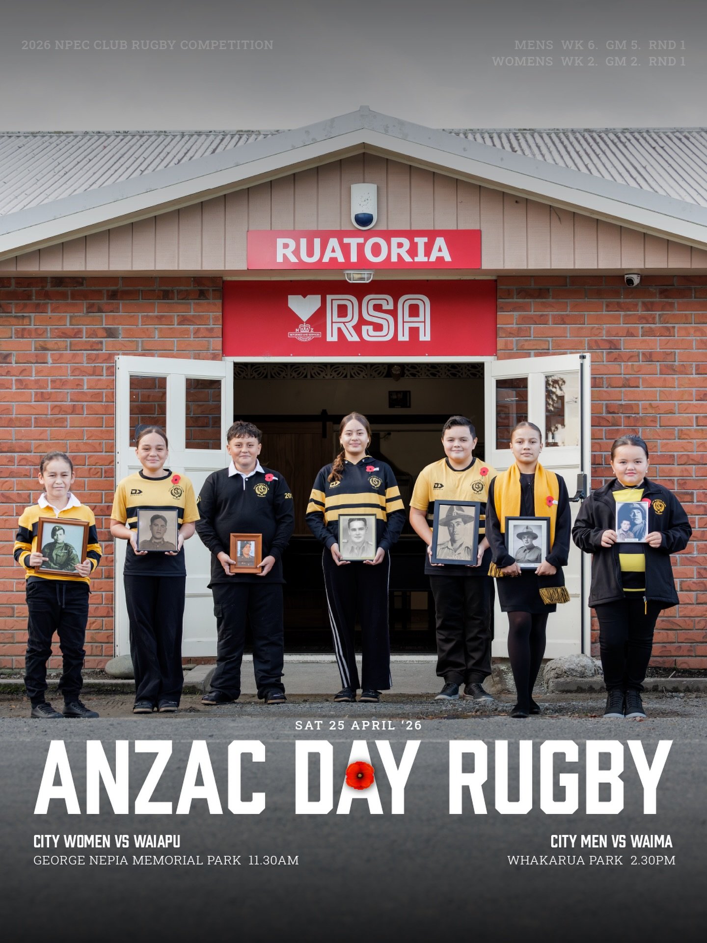 ANZAC Day Rugby. A day to remember and commemorate those who served and those who never made it home. A reminder of where we come from, and the legacy we carry.

🌺 Ruatoria RSA Dawn Service
🌗 Sat 25 April
🕧 5.45am
📍 Ruatoria RSA

🆚 Women v Waiap