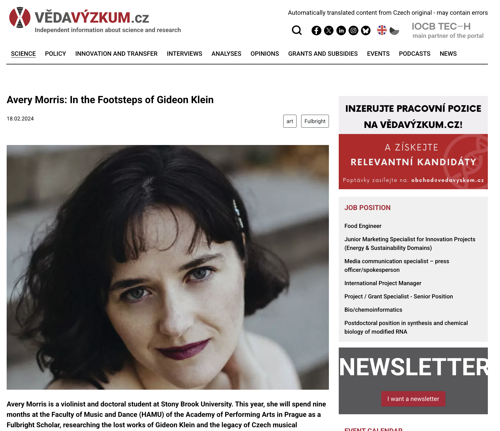 Avery Morris: In the Footsteps of Gideon Klein