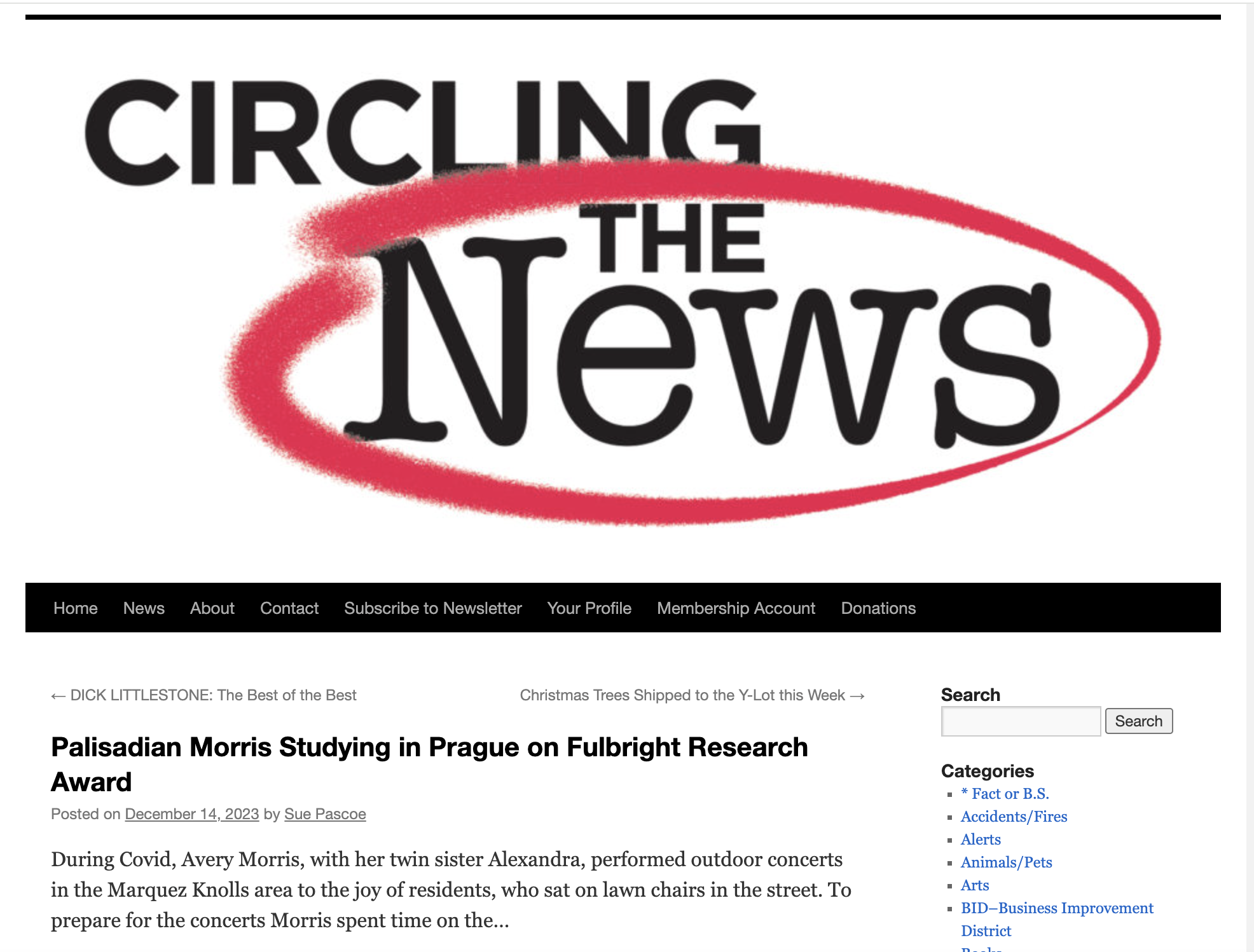 Palisadian Morris Studying in Prague on Fulbright Research Award