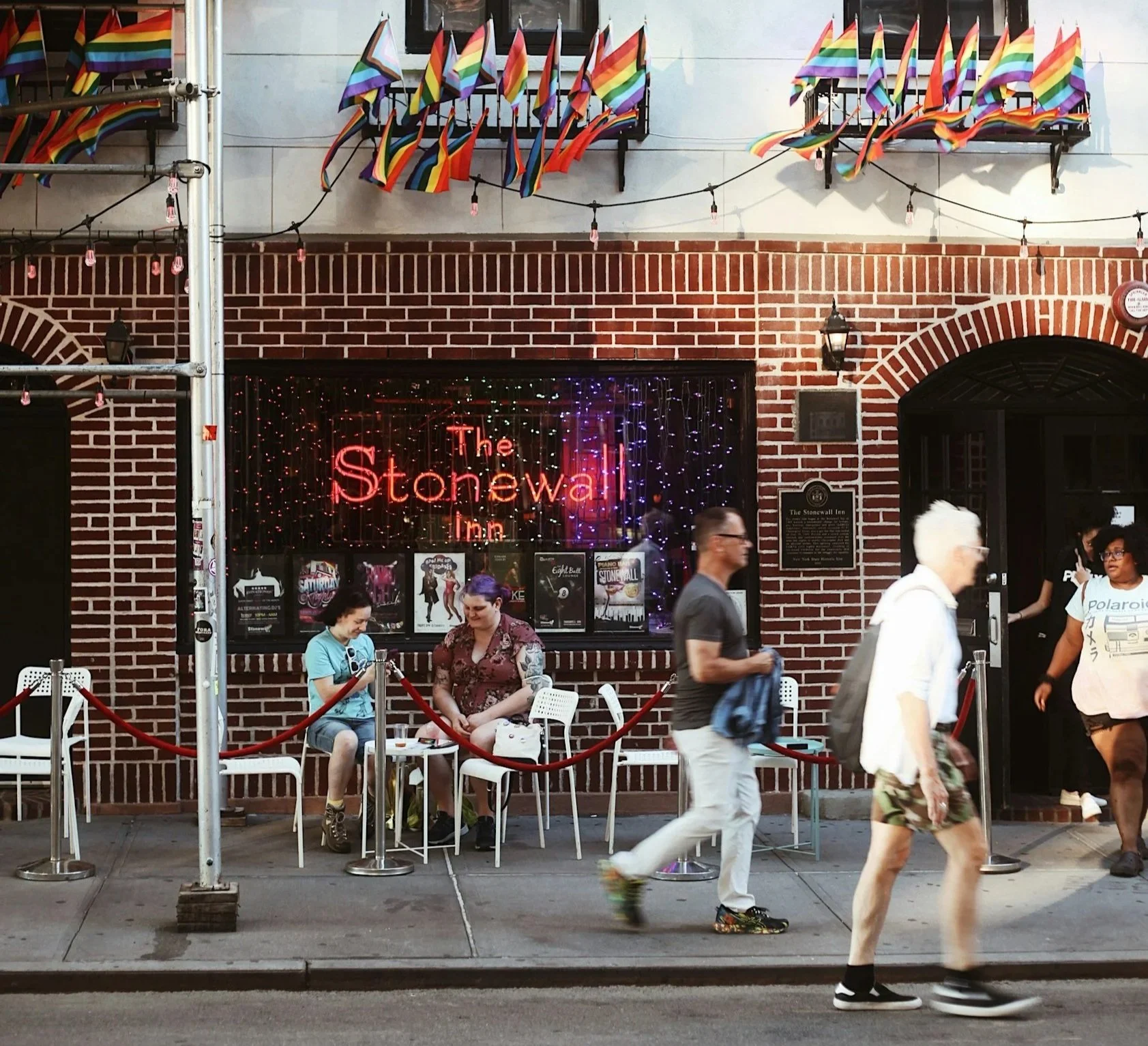 the historic stonewall inn in new york city celebrating pride month and queer and trans rights