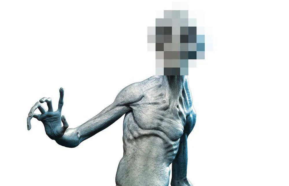 Image of alien with blurred out face