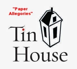 Logo featuring the text "Tin House" with a stylized house icon and the phrase "Paper Allegories" in red.