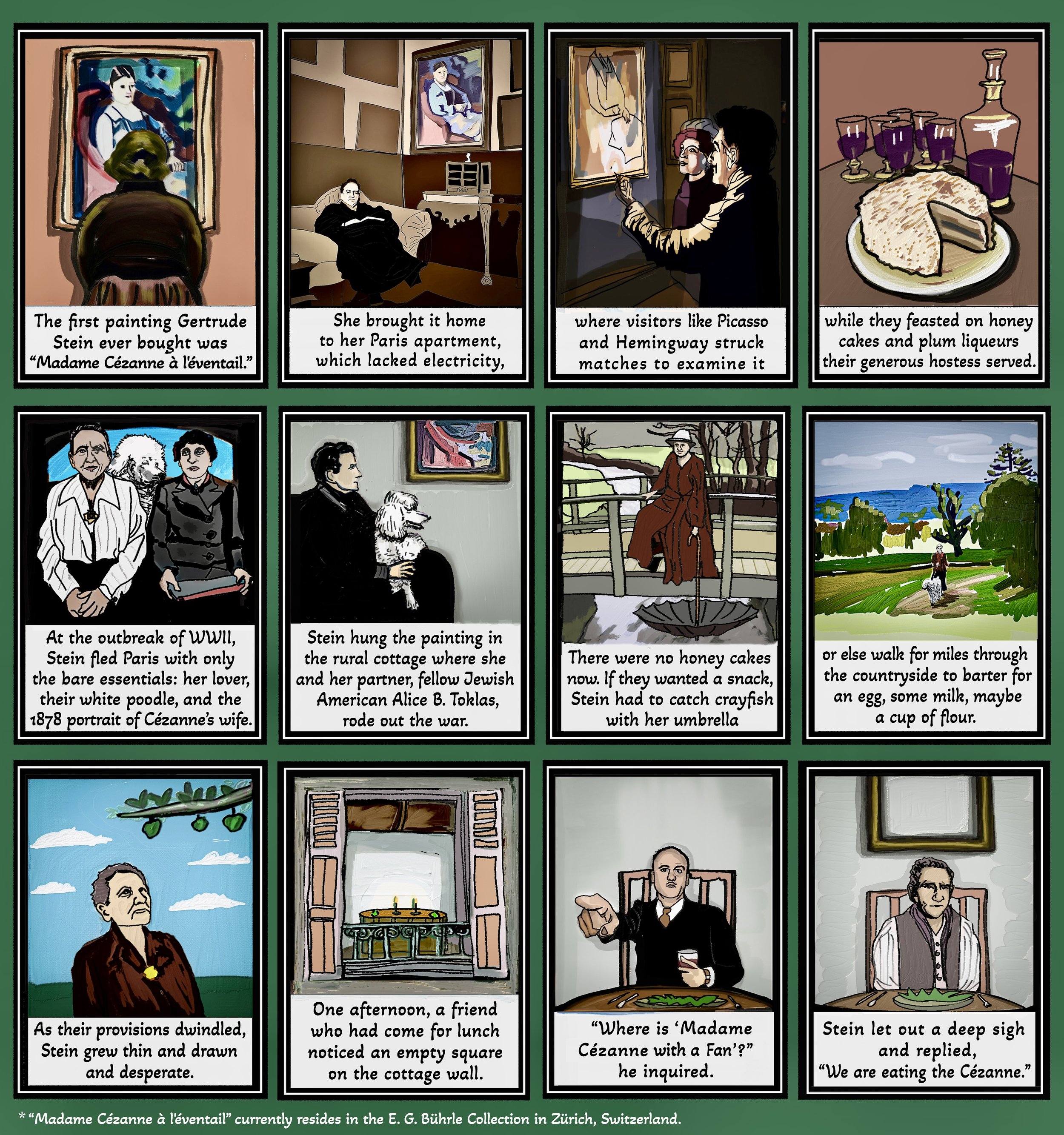 A 12 panel comic about Gertrude Stein.