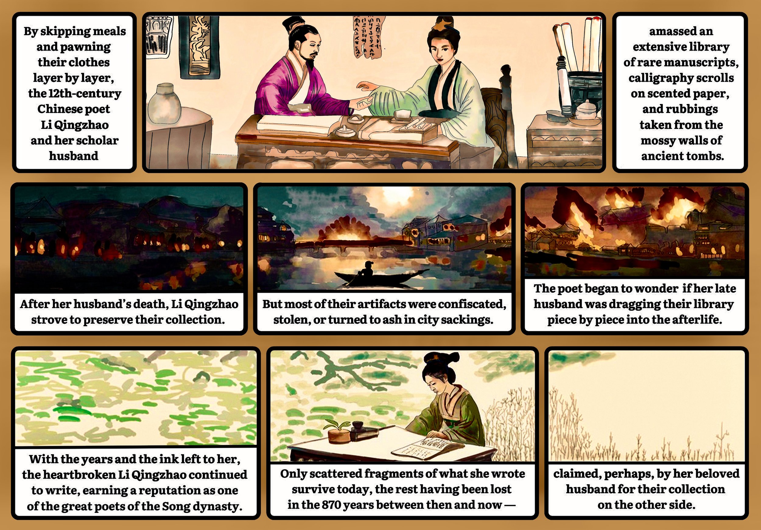 A CARTOON about the 12-century chinese poet Li Qingzhao.
