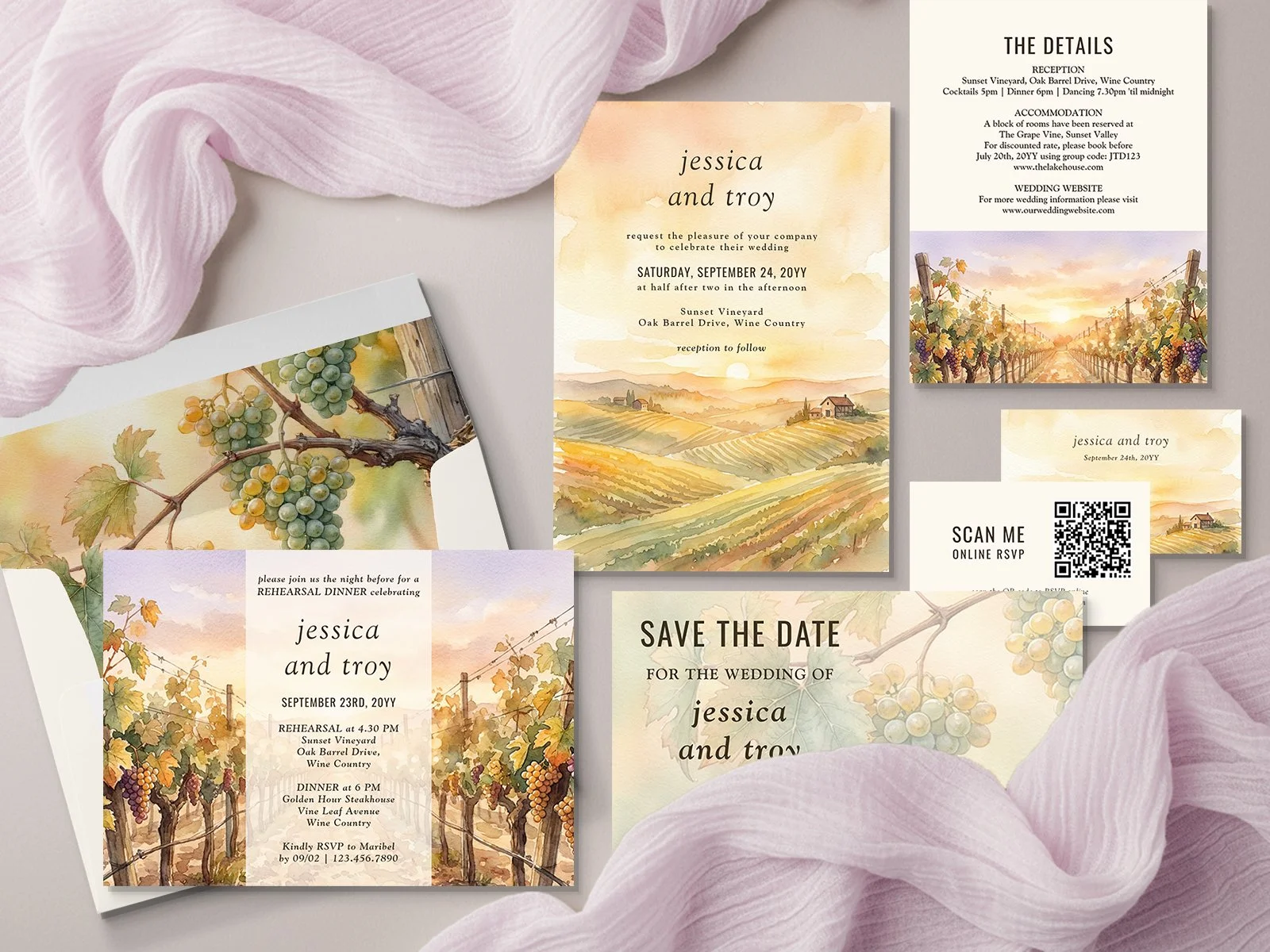 Sunset Vineyard Wedding Collection