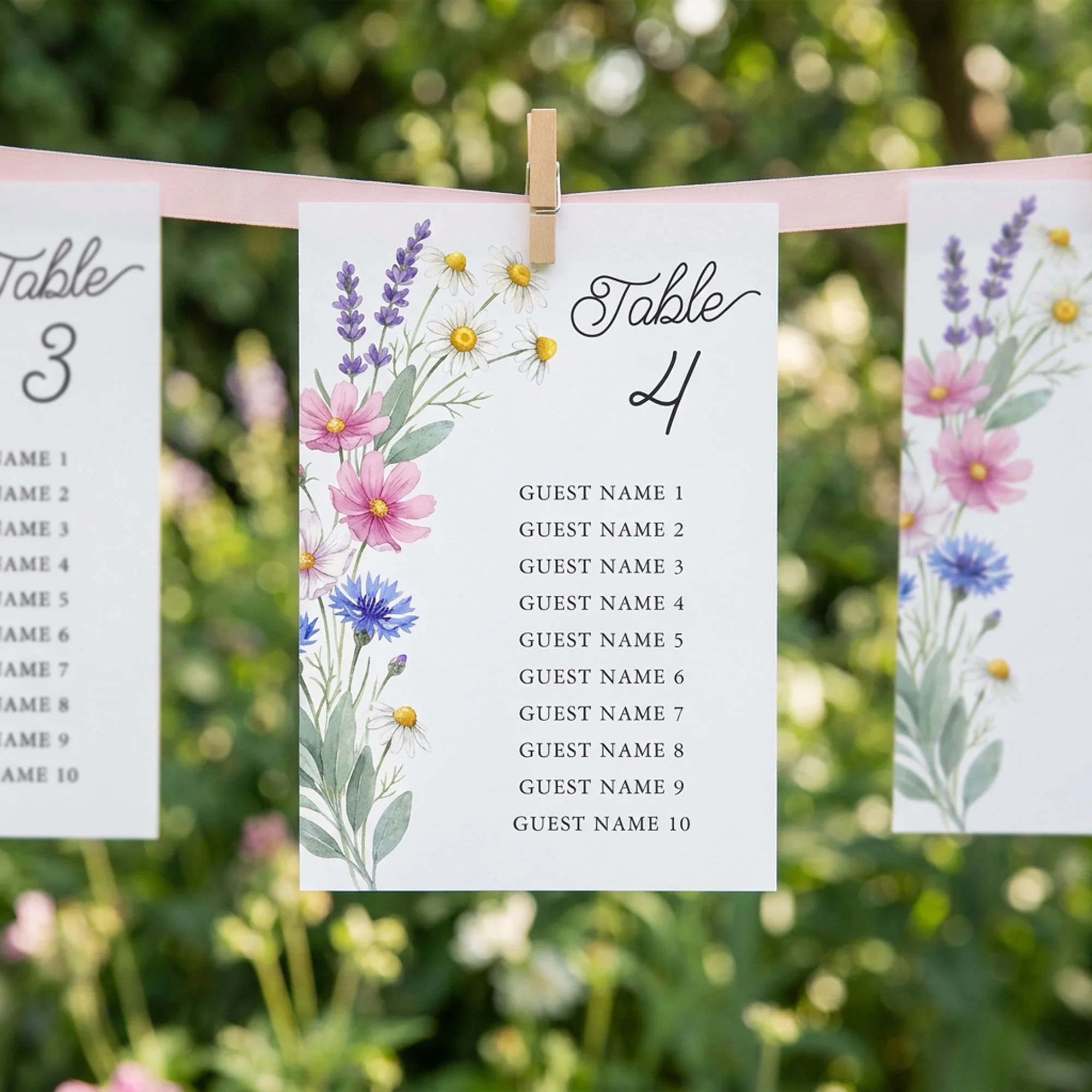 Wedding Table Seating Chart Cards