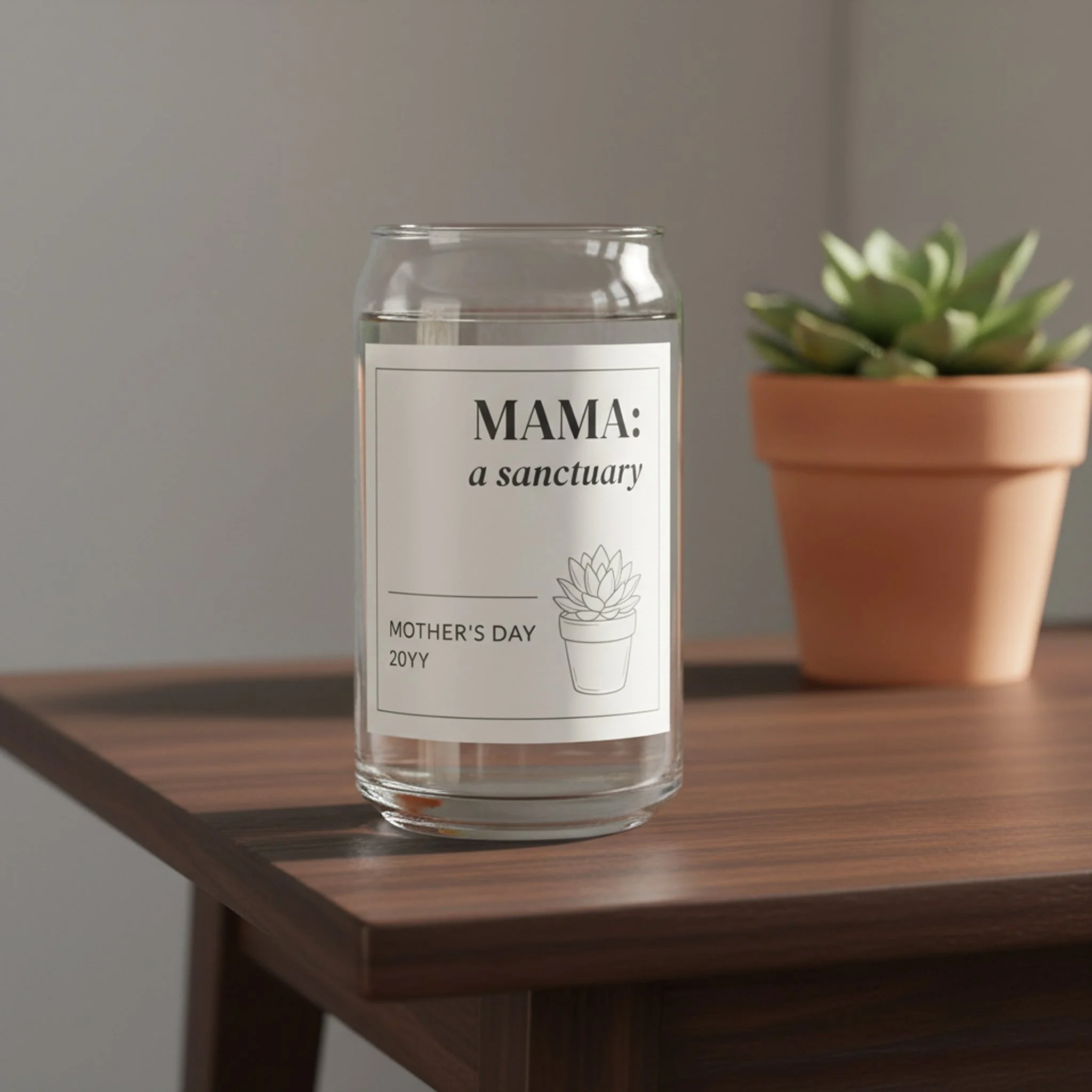 Mother's Day Minimalist Mama Sanctuary Botanical Can Glass.jpg