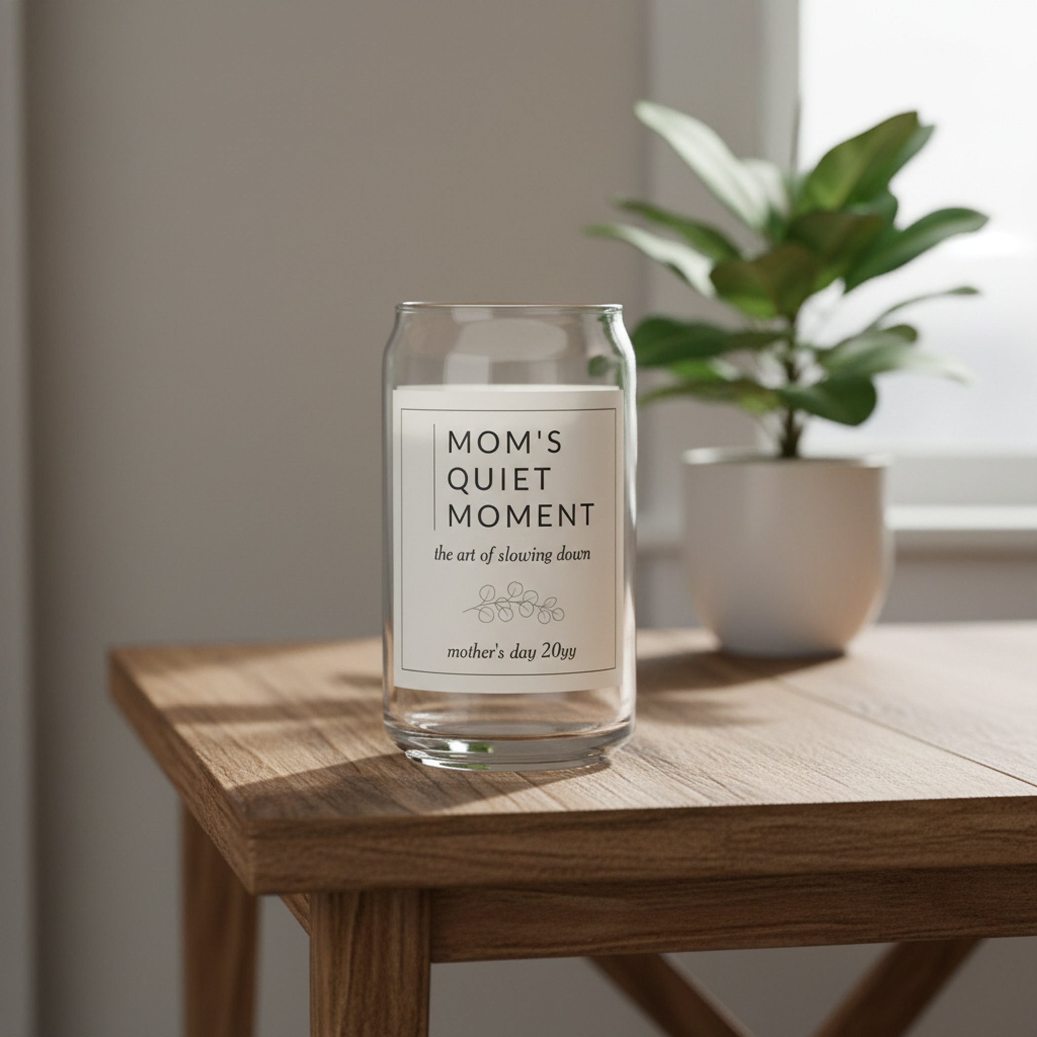 Mom's Quiet Moment Minimal Botanical Mother's Day Can Glass.jpg